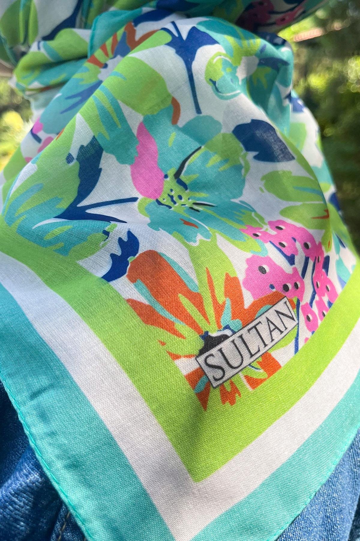 Sultan Fresh Pamuk Eşarp - Dolu Çiçek Deseni - SFE007-13