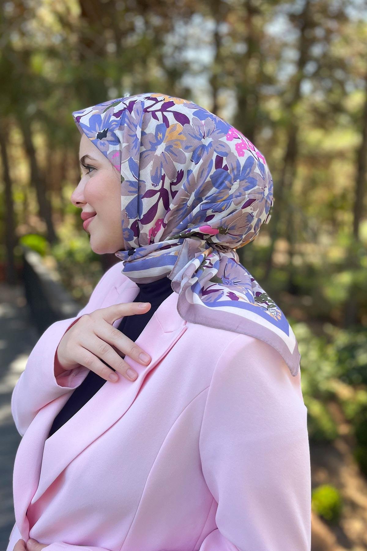 Sultan Fresh Pamuk Eşarp - Dolu Çiçek Deseni - SFE007-05