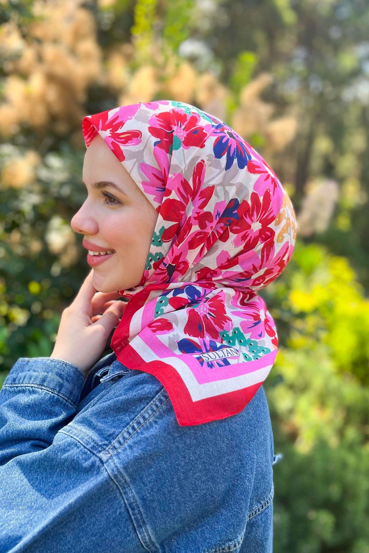 Sultan Fresh Pamuk Eşarp - Dolu Çiçek Deseni - SFE007-07