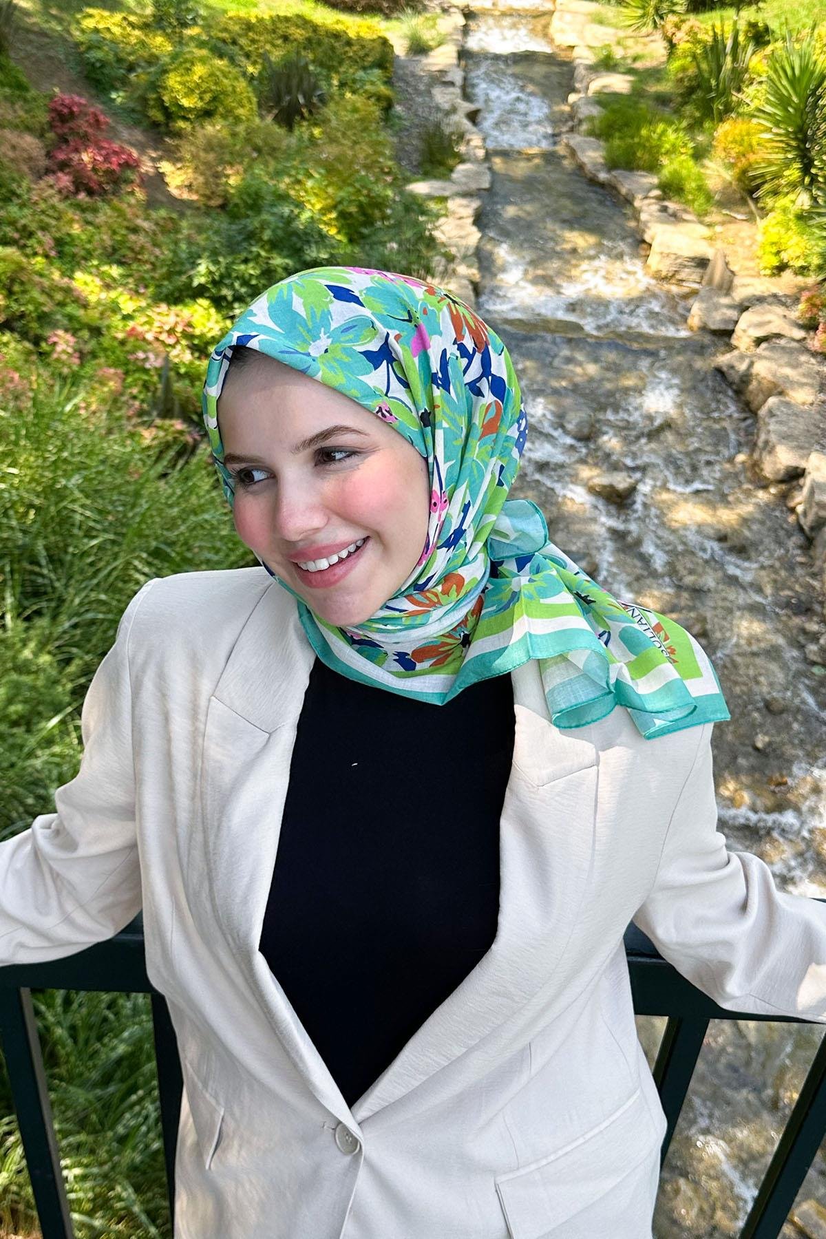 Sultan Fresh Pamuk Eşarp - Dolu Çiçek Deseni - SFE007-13