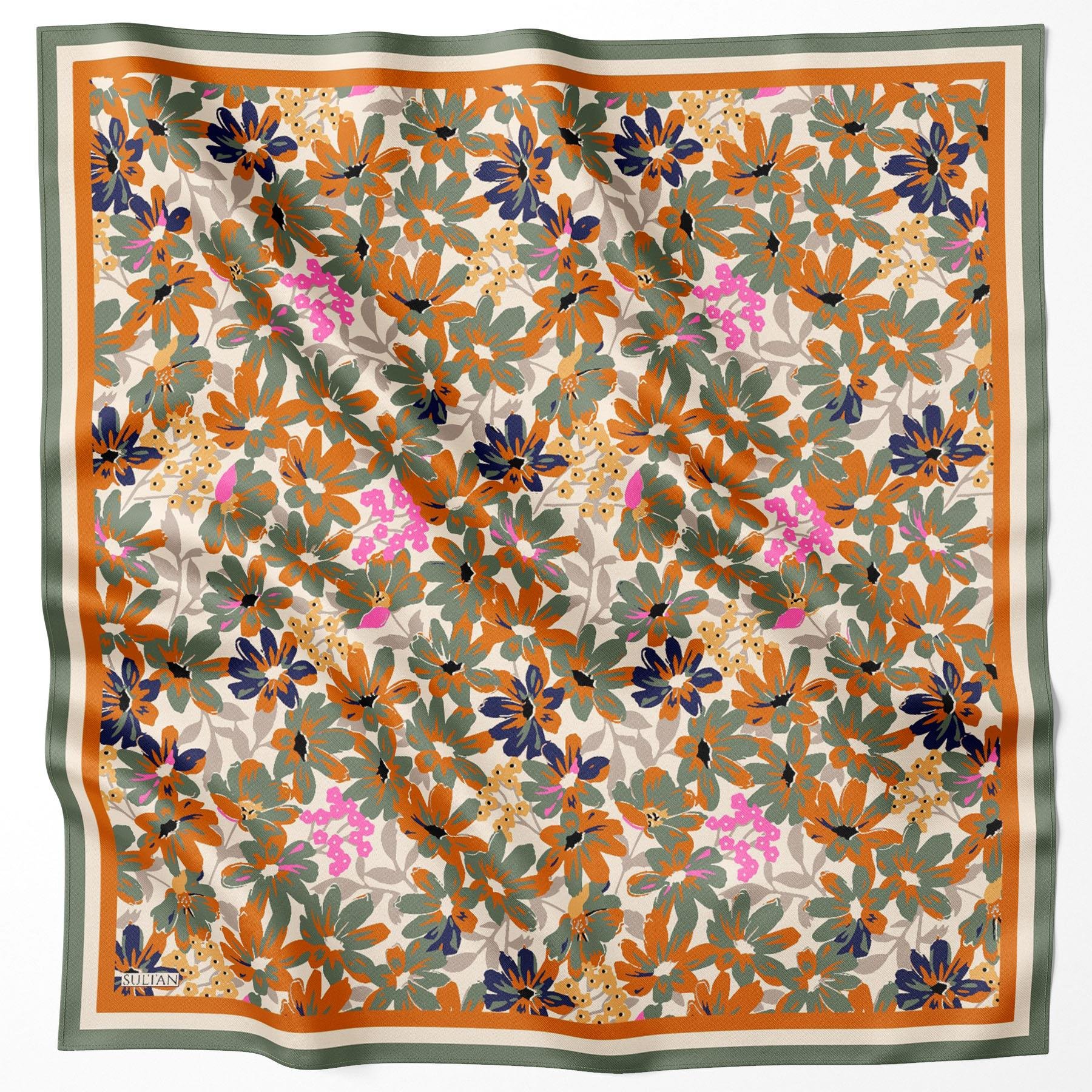 Sultan Fresh Pamuk Eşarp - Dolu Çiçek Deseni - SFE007-10