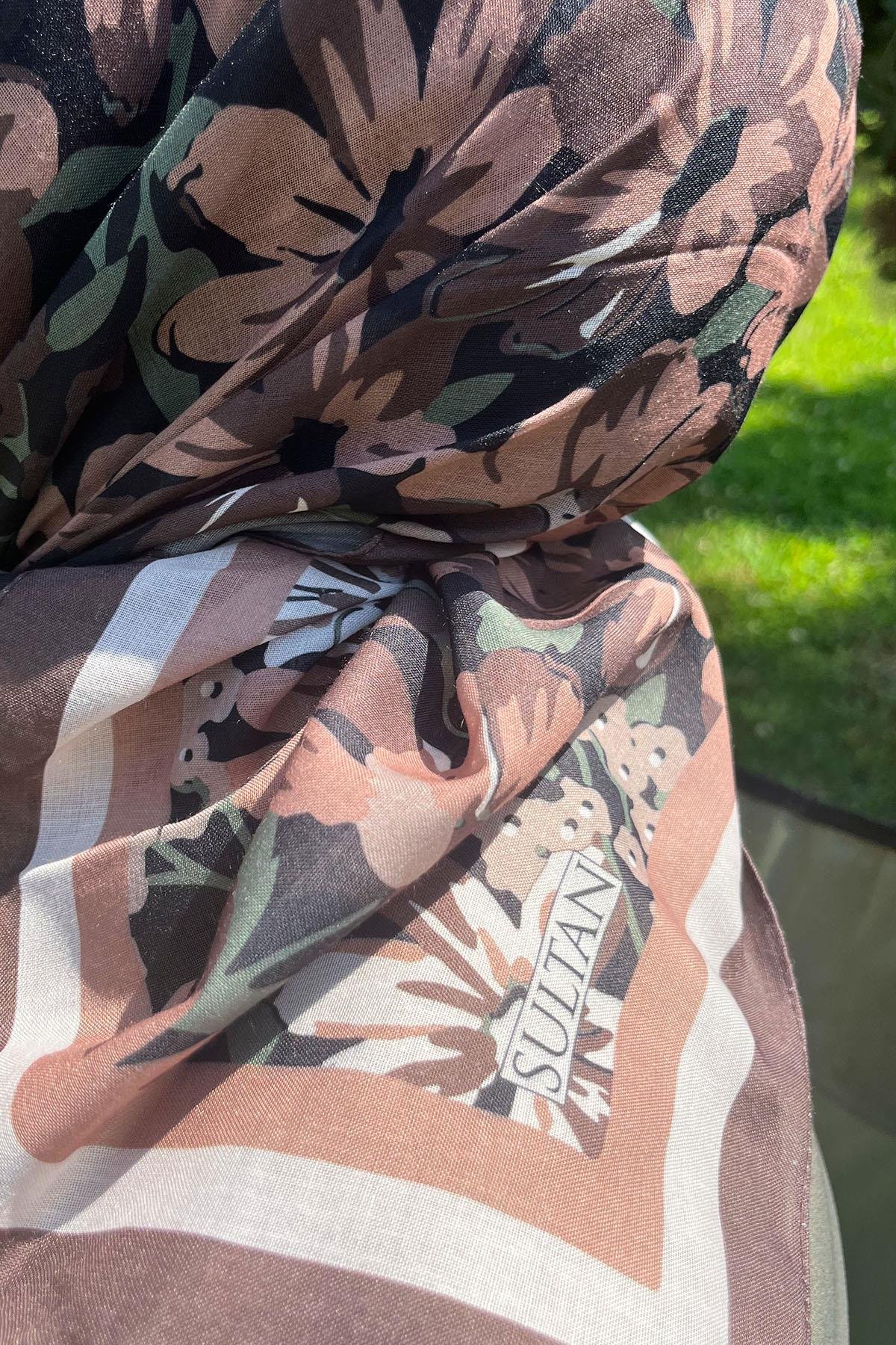 Sultan Fresh Pamuk Eşarp - Dolu Çiçek Deseni - SFE007-02