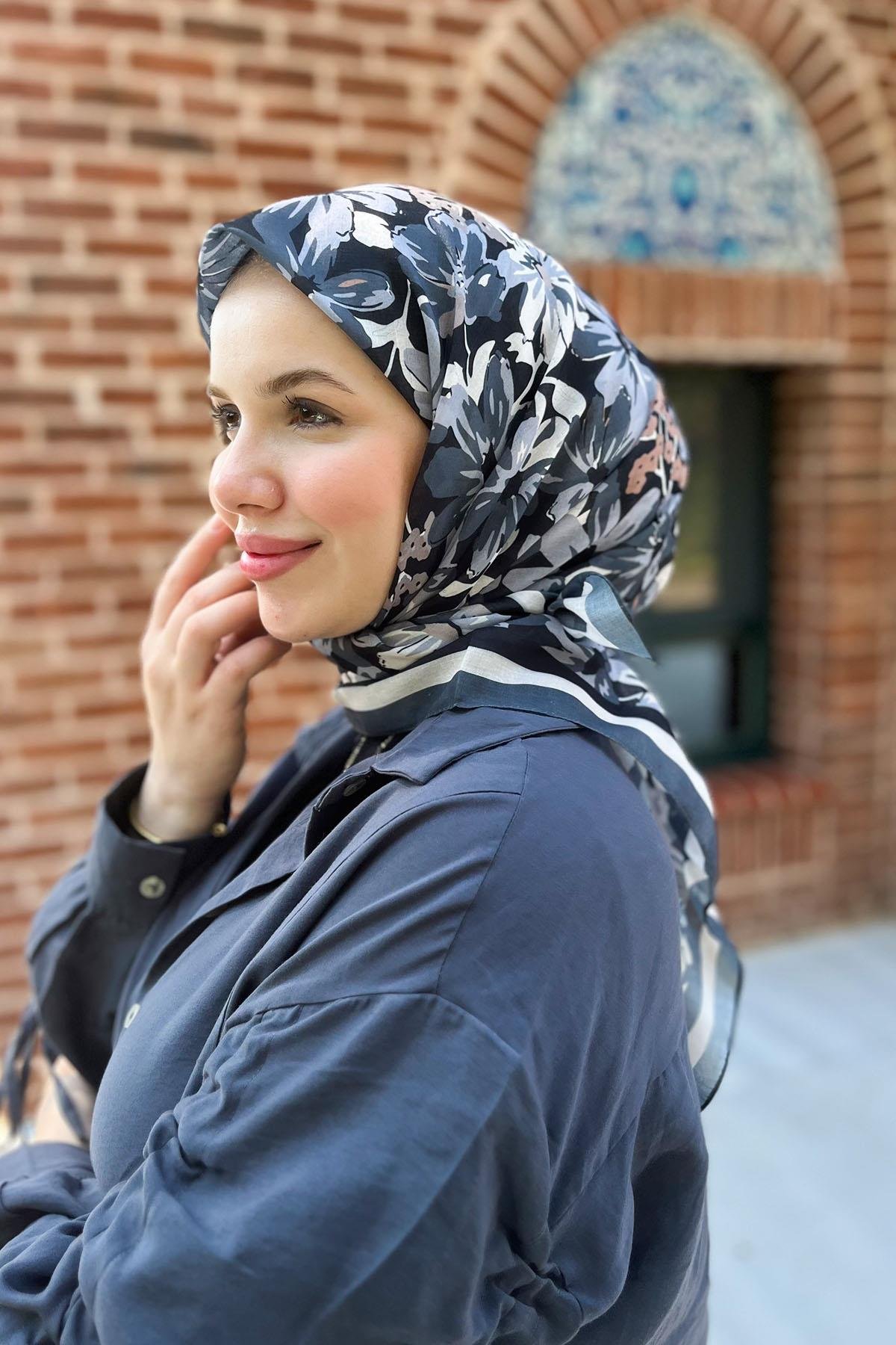 Sultan Fresh Pamuk Eşarp - Dolu Çiçek Deseni - SFE007-09