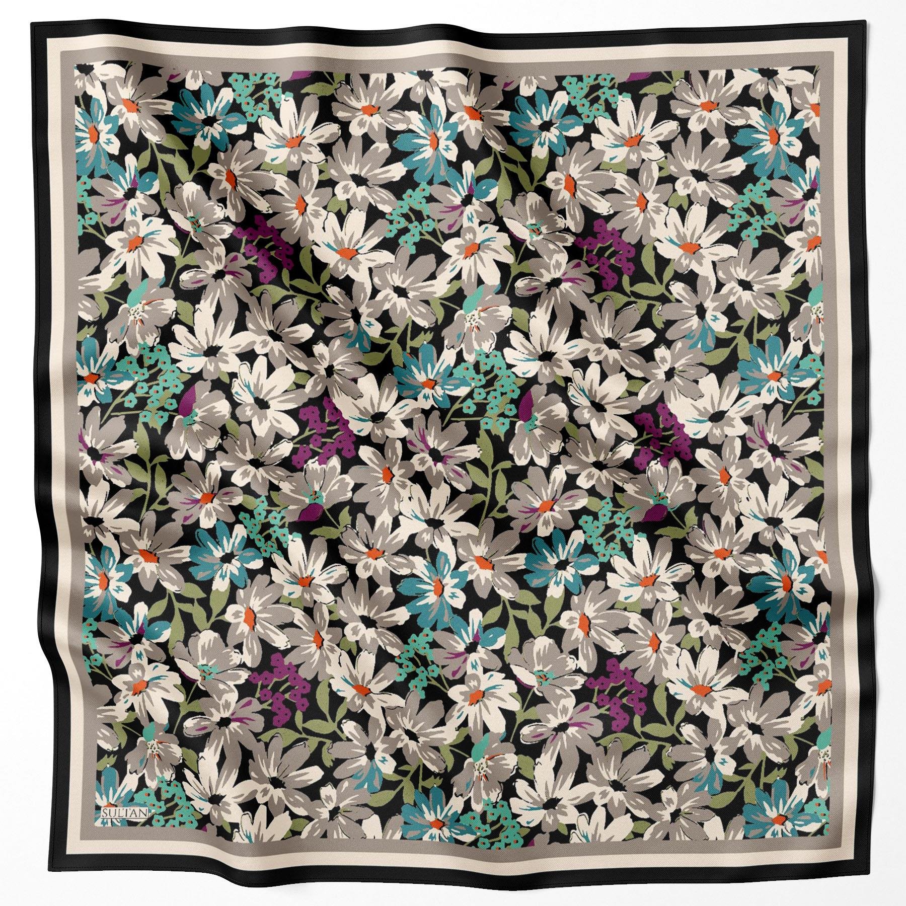 Sultan Fresh Pamuk Eşarp - Dolu Çiçek Deseni - SFE007-04