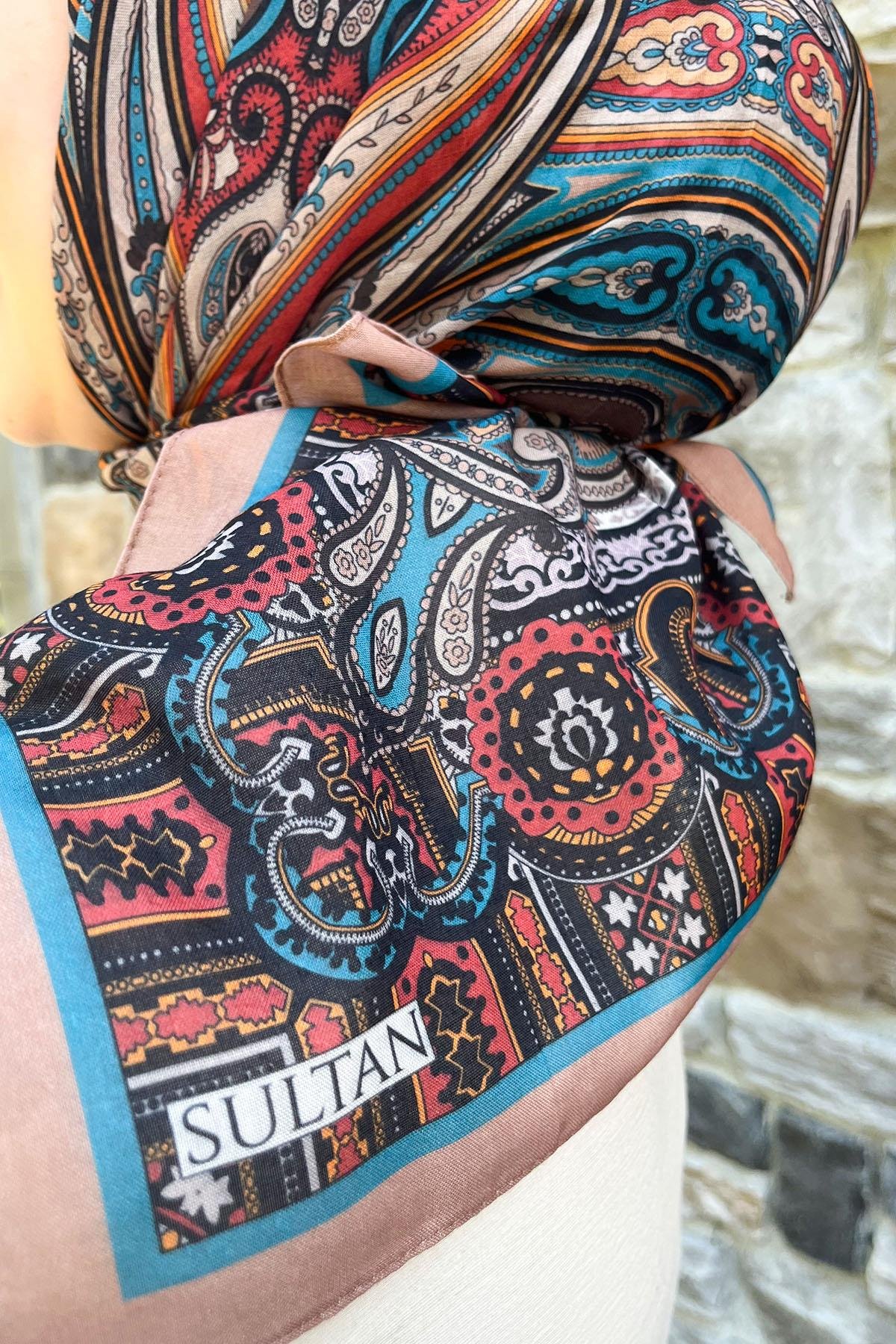 Sultan Fresh Pamuk Eşarp - Etnik Desen - SFE008-04