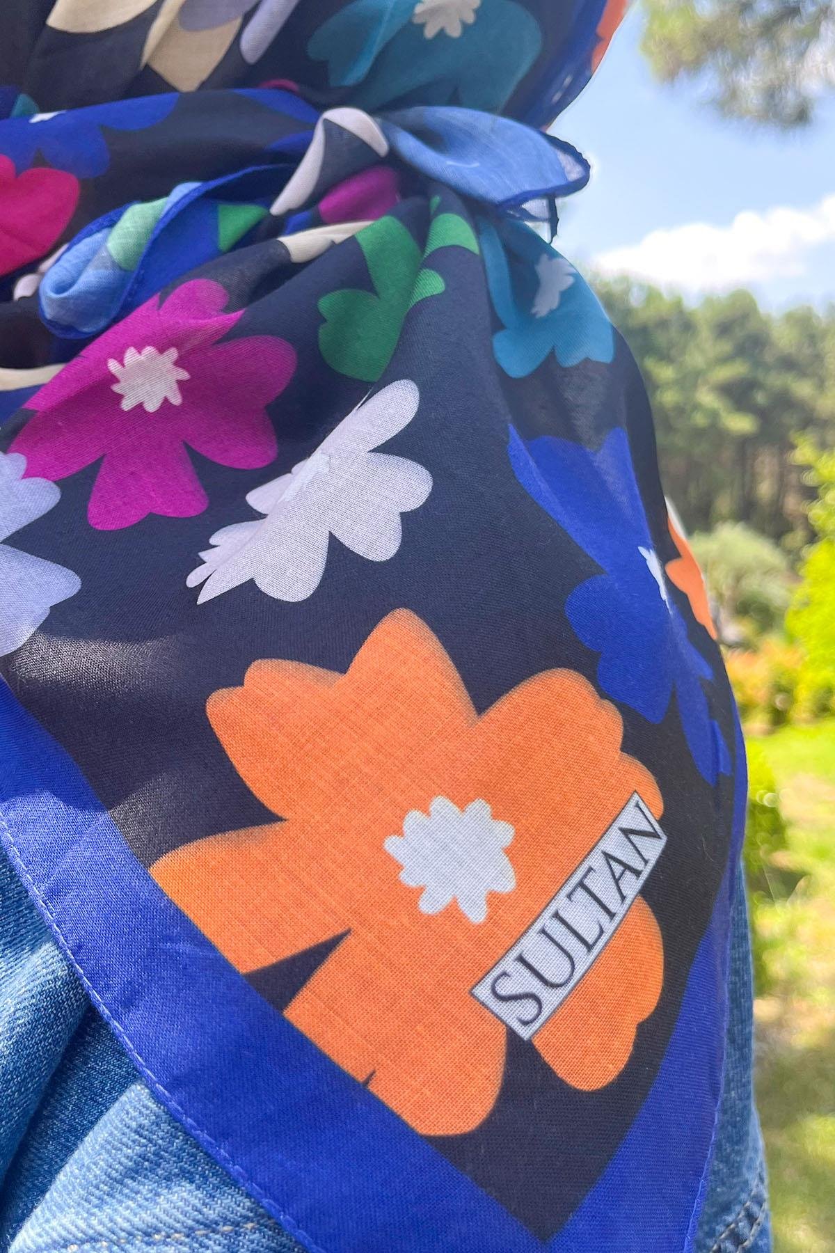 Sultan Fresh Pamuk Eşarp - Uçuşan Çiçekler - SFE009-12