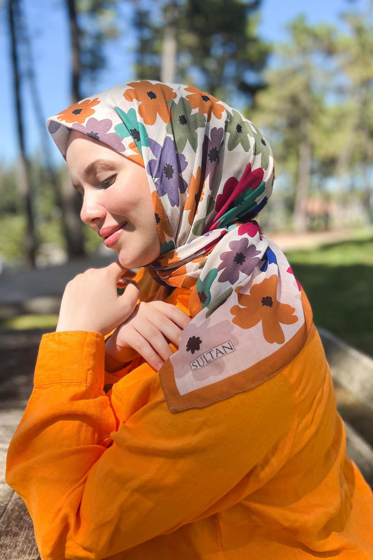 Sultan Fresh Pamuk Eşarp - Uçuşan Çiçekler - SFE009-10