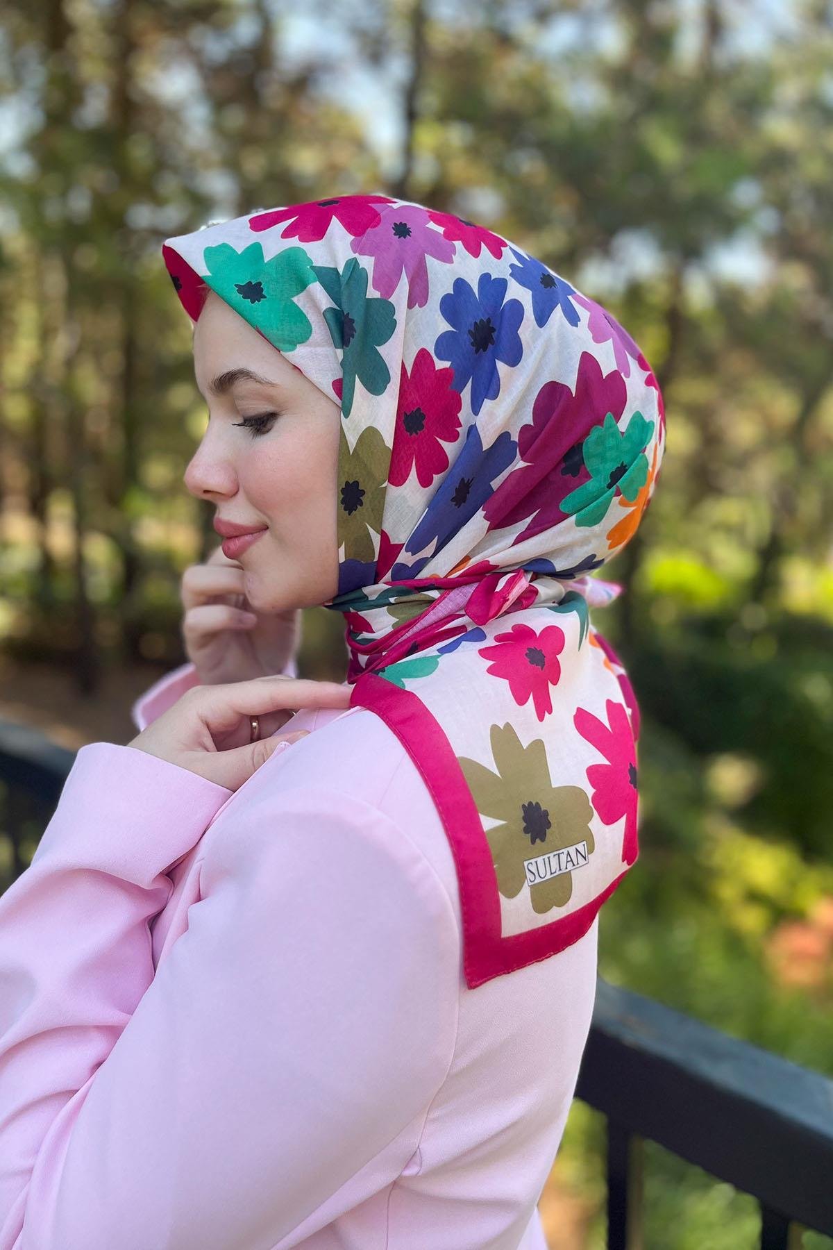 Sultan Fresh Pamuk Eşarp - Uçuşan Çiçekler - SFE009-01