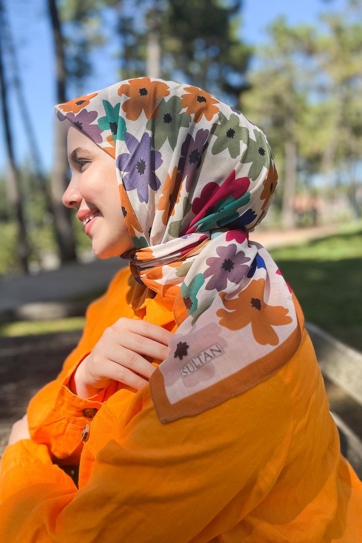 Sultan Fresh Pamuk Eşarp - Uçuşan Çiçekler - SFE009-10
