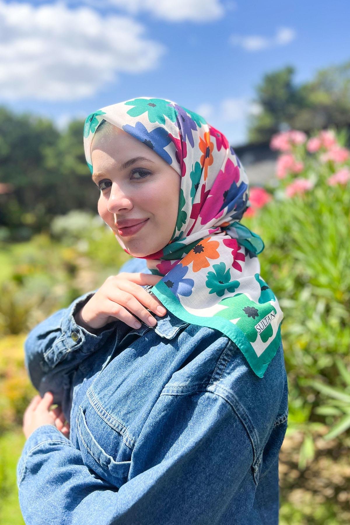 Sultan Fresh Pamuk Eşarp - Uçuşan Çiçekler - SFE009-04