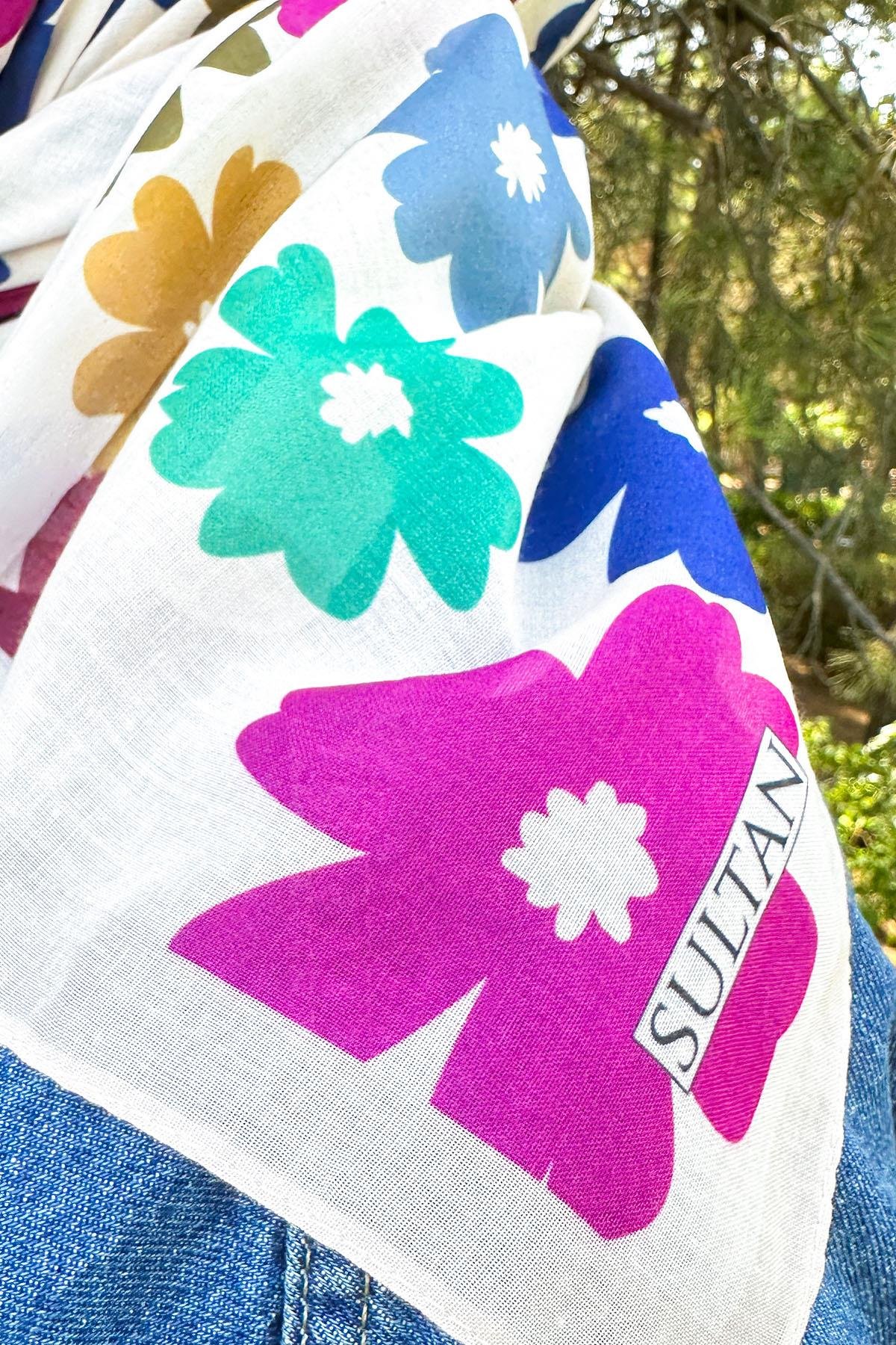 Sultan Fresh Pamuk Eşarp - Uçuşan Çiçekler - SFE009-13