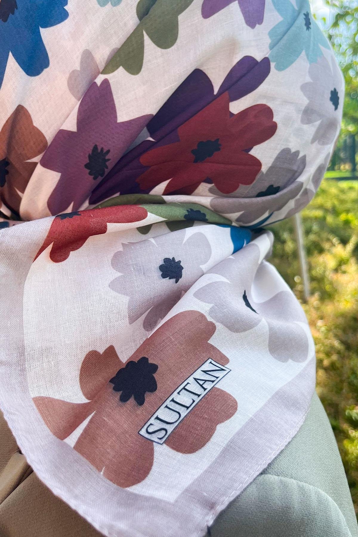 Sultan Fresh Pamuk Eşarp - Uçuşan Çiçekler - SFE009-05