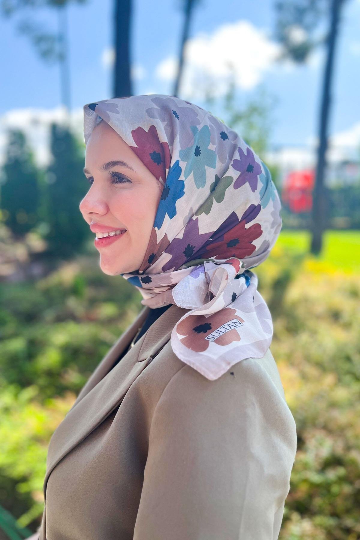 Sultan Fresh Pamuk Eşarp - Uçuşan Çiçekler - SFE009-05