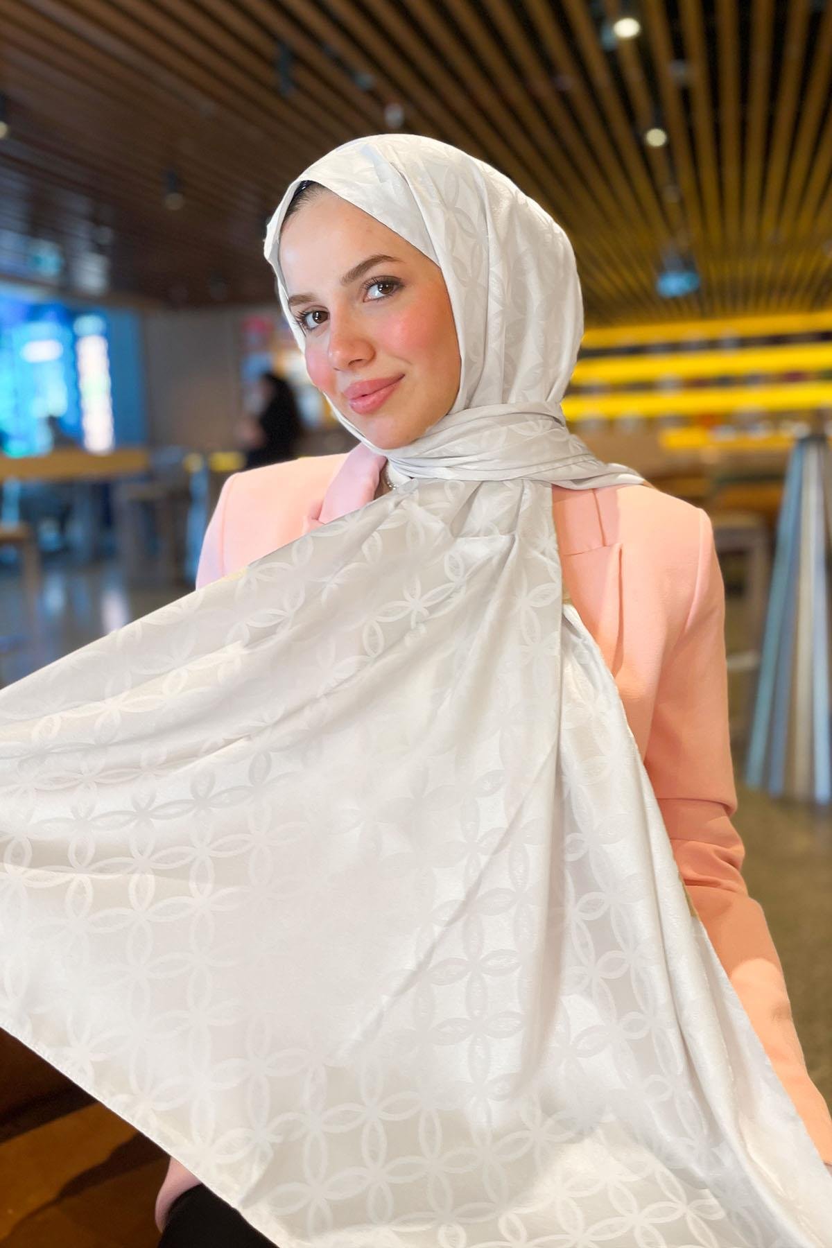 Sultan Jakarlı Şal - Çiçek Desen - SLJ001-05 - Taş Rengi