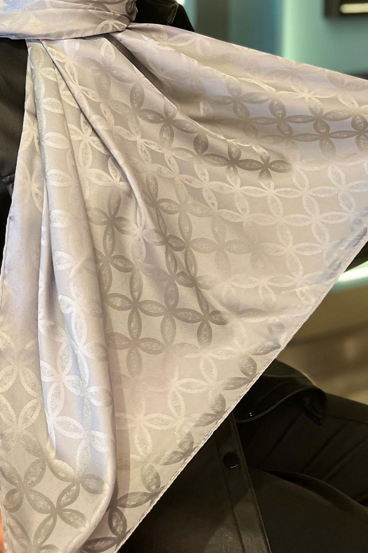 Sultan Jakarlı Şal - Çiçek Desen - SLJ001-16 - Gri