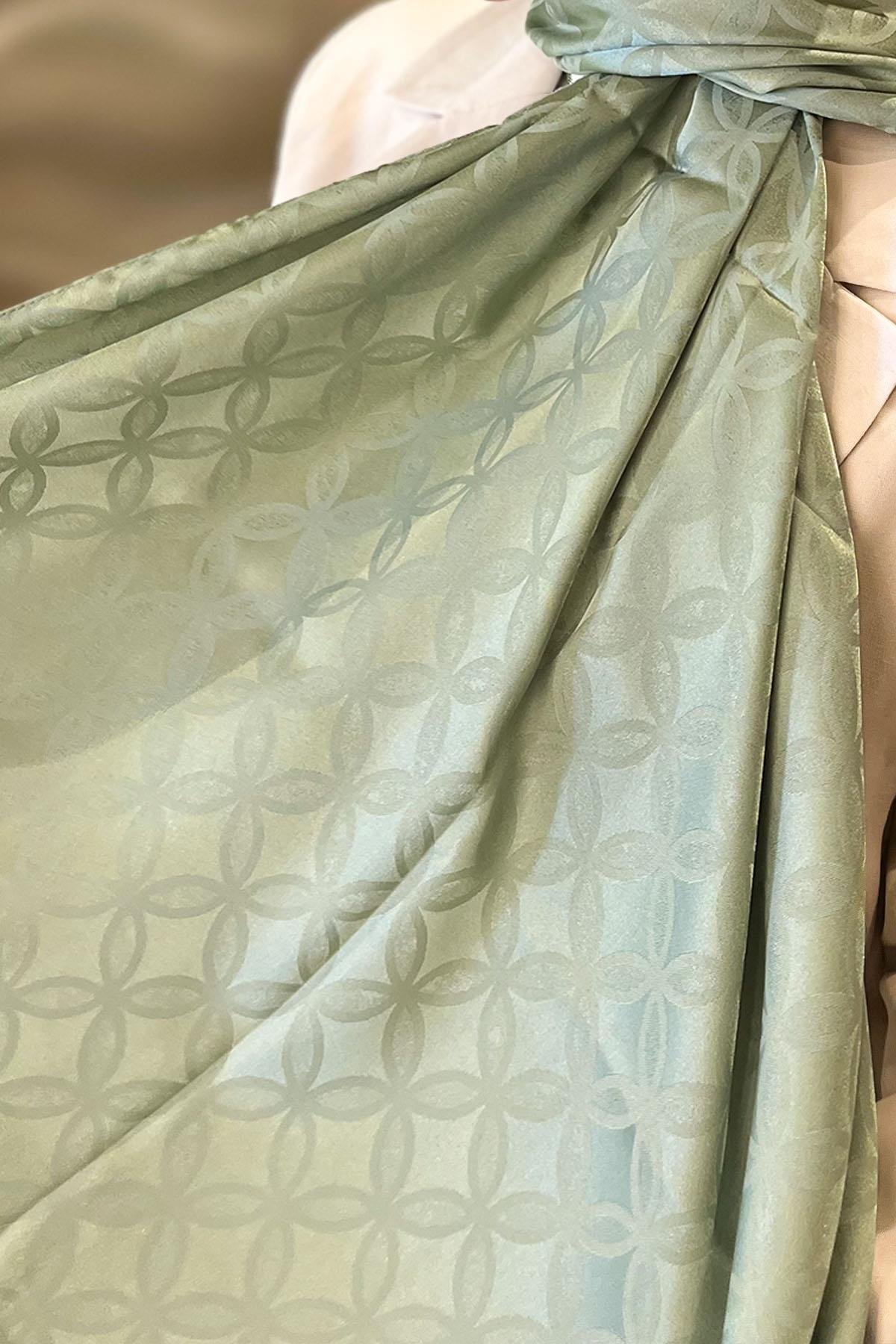 Sultan Jakarlı Şal - Çiçek Desen - SLJ001-10 - Su Yeşili