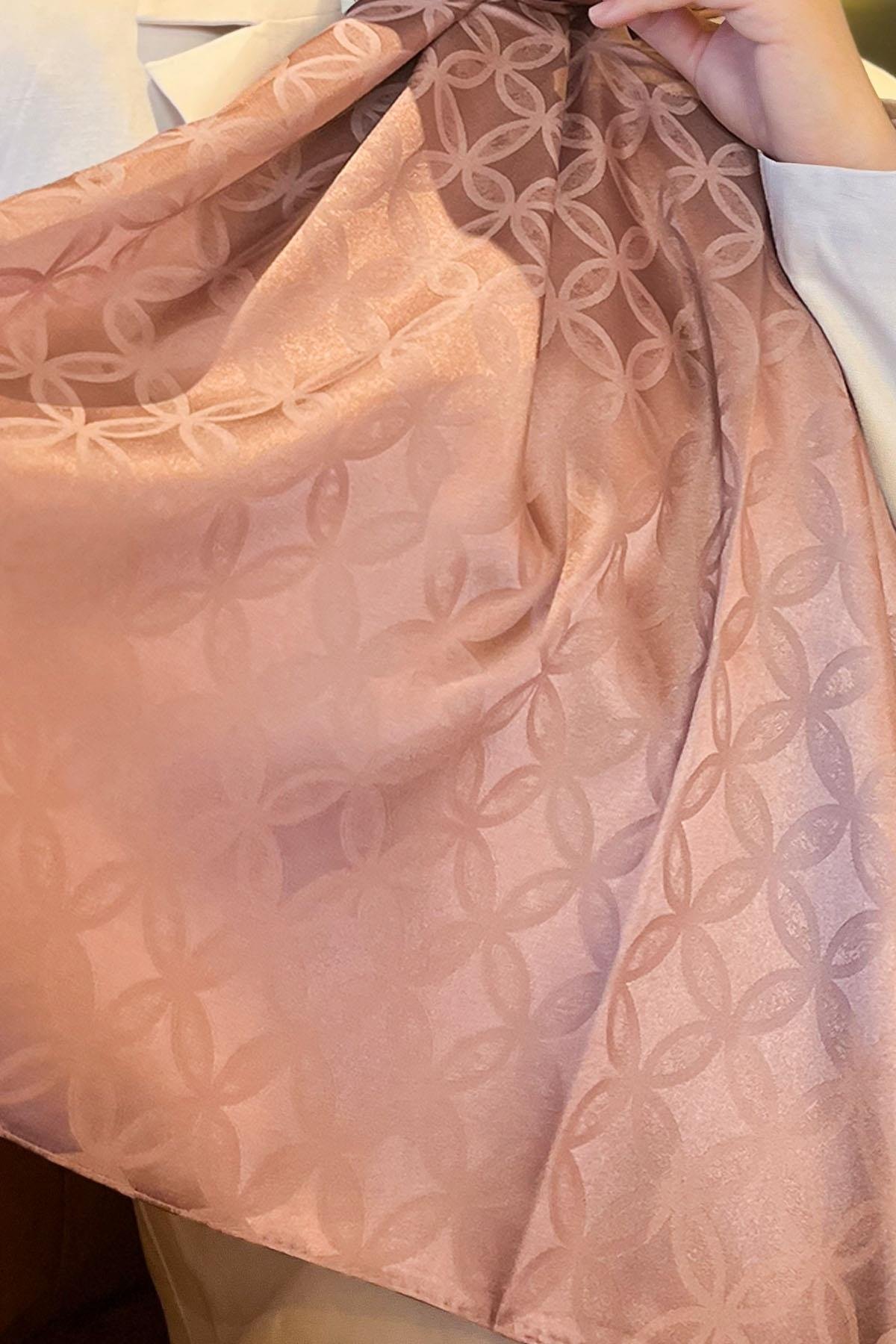 Sultan Jakarlı Şal - Çiçek Desen - SLJ001-15 - Soft Gül Kurusu