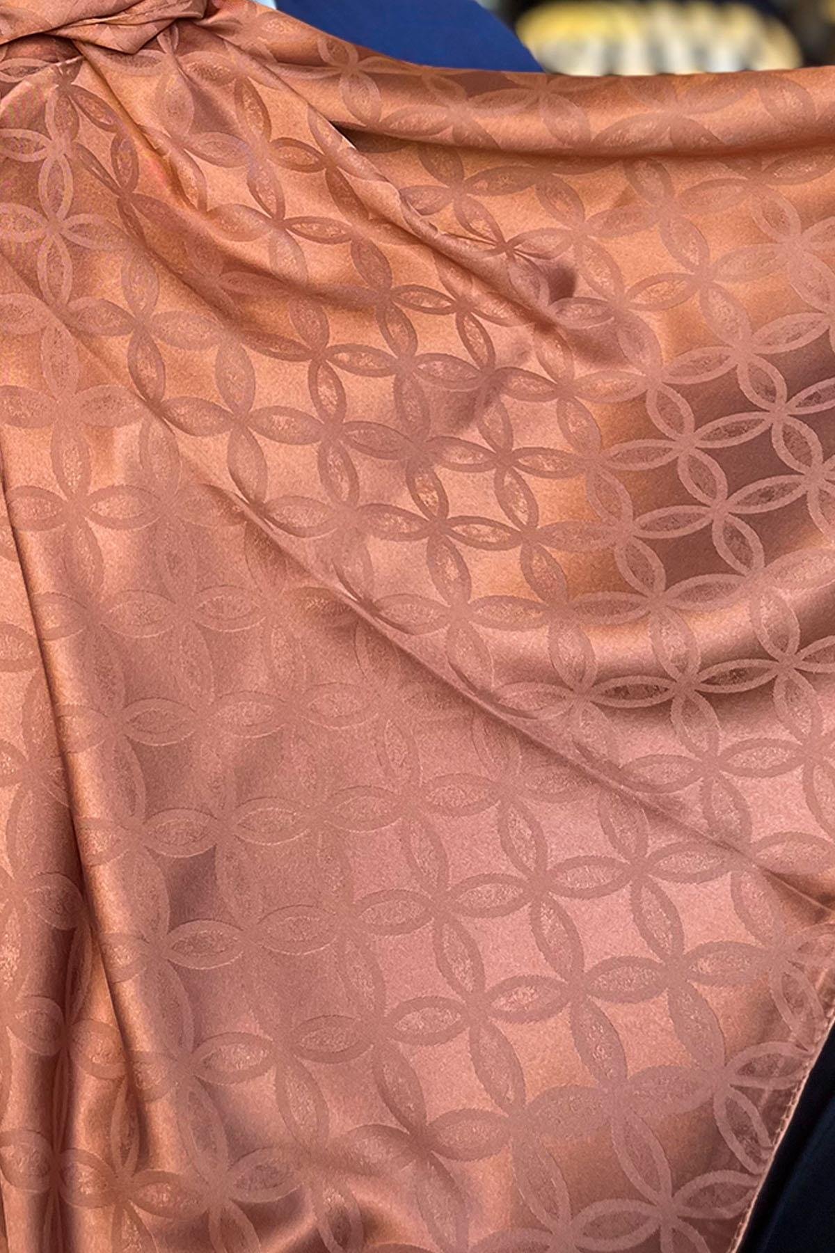 Sultan Jakarlı Şal - Çiçek Desen - SLJ001-06 - Kiremit