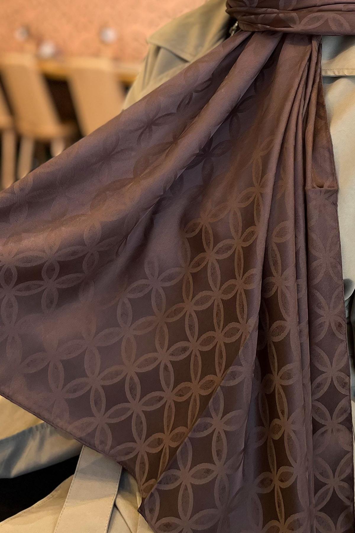 Sultan Jakarlı Şal - Çiçek Desen - SLJ001-20 - Acı Kahve