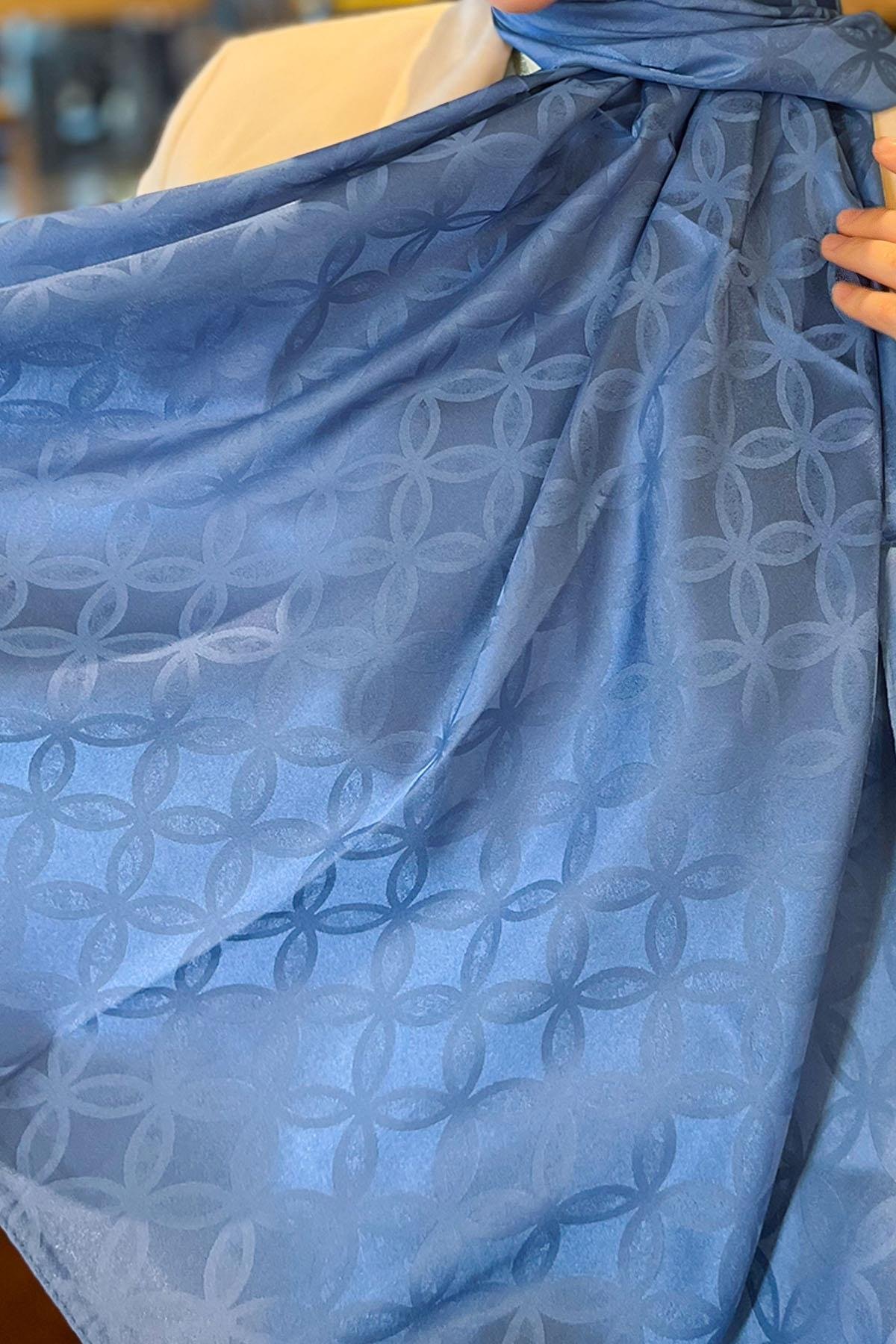 Sultan Jakarlı Şal - Çiçek Desen - SLJ001-03 - Mavi