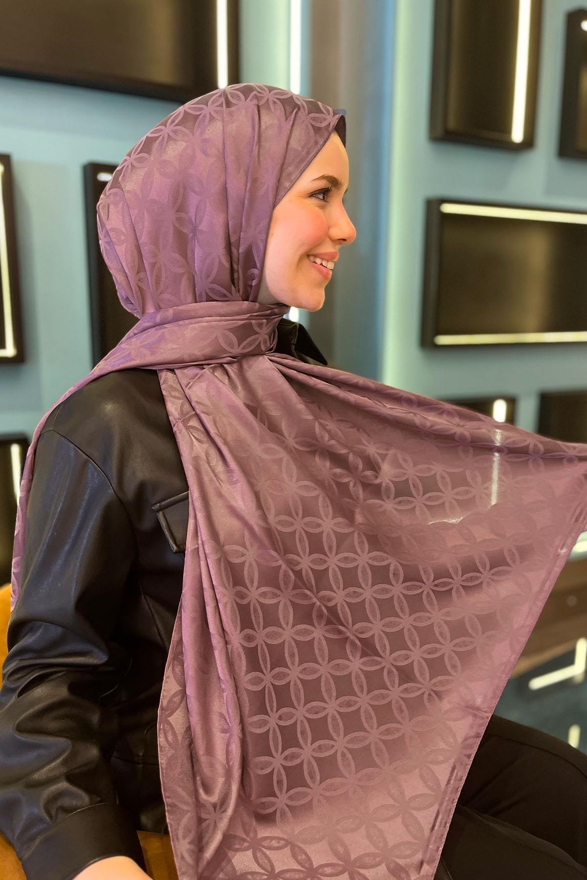 Sultan Jakarlı Şal - Çiçek Desen - SLJ001-22 - Gül Kurusu