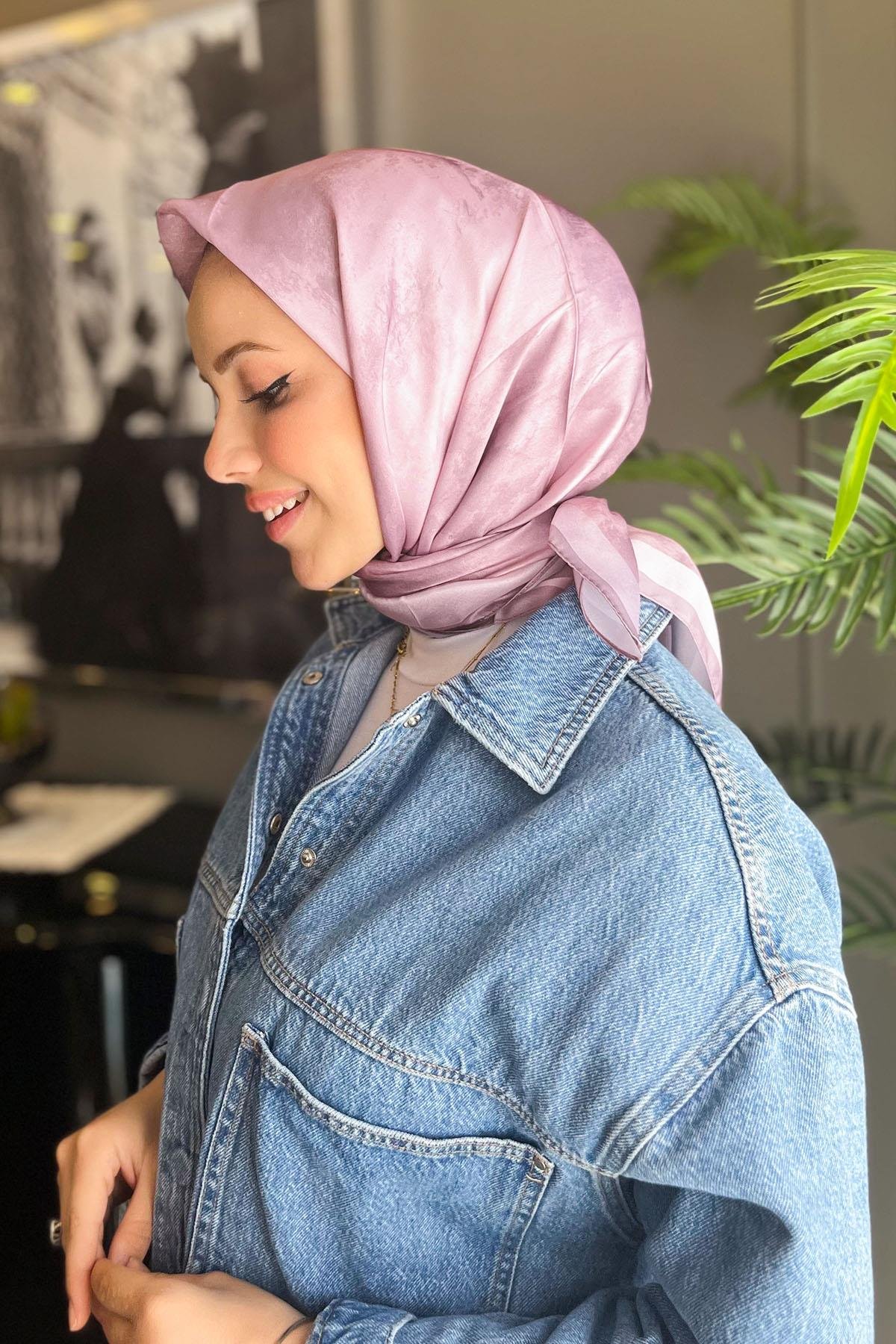 Sultan Kristal Eşarp - Bulut Desen - SKE91 - Gül Kurusu