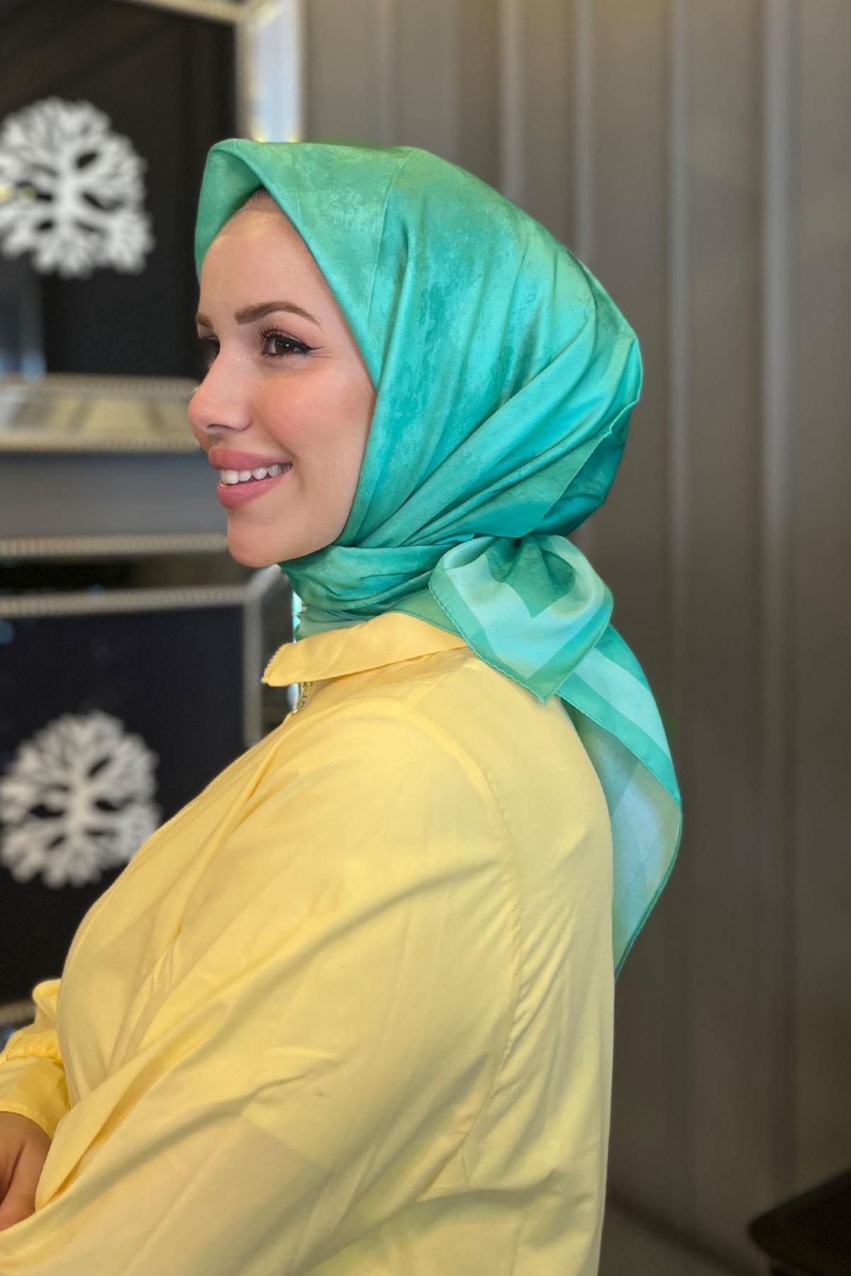 Sultan Kristal Eşarp - Bulut Desen - SKE51 - Açık Yeşil