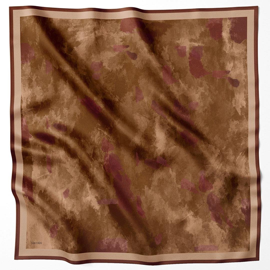 Sultan Kristal Eşarp - Bulut Desen - SKE42 - Vişne, Kahve
