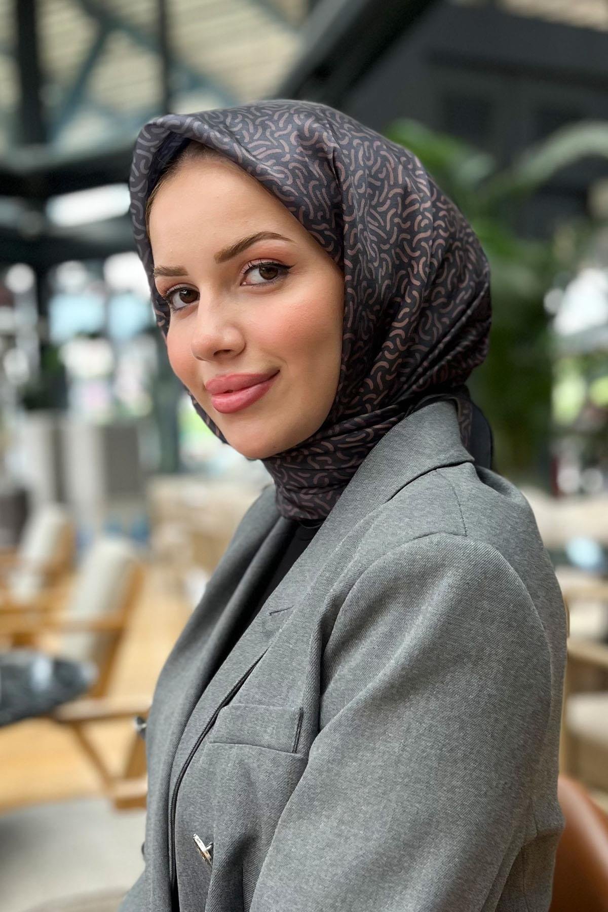 Sultan Kristal Eşarp - Hare Desen - SKE2830-15