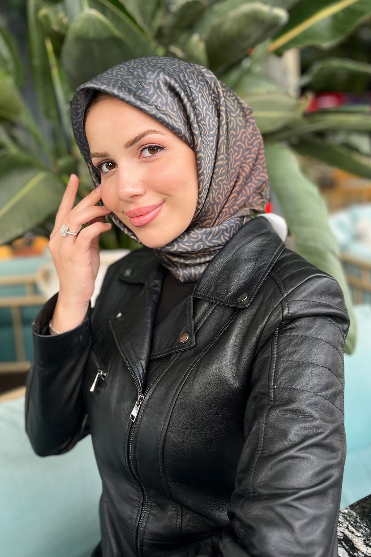 Sultan Kristal Eşarp - Hare Desen - SKE2830-09