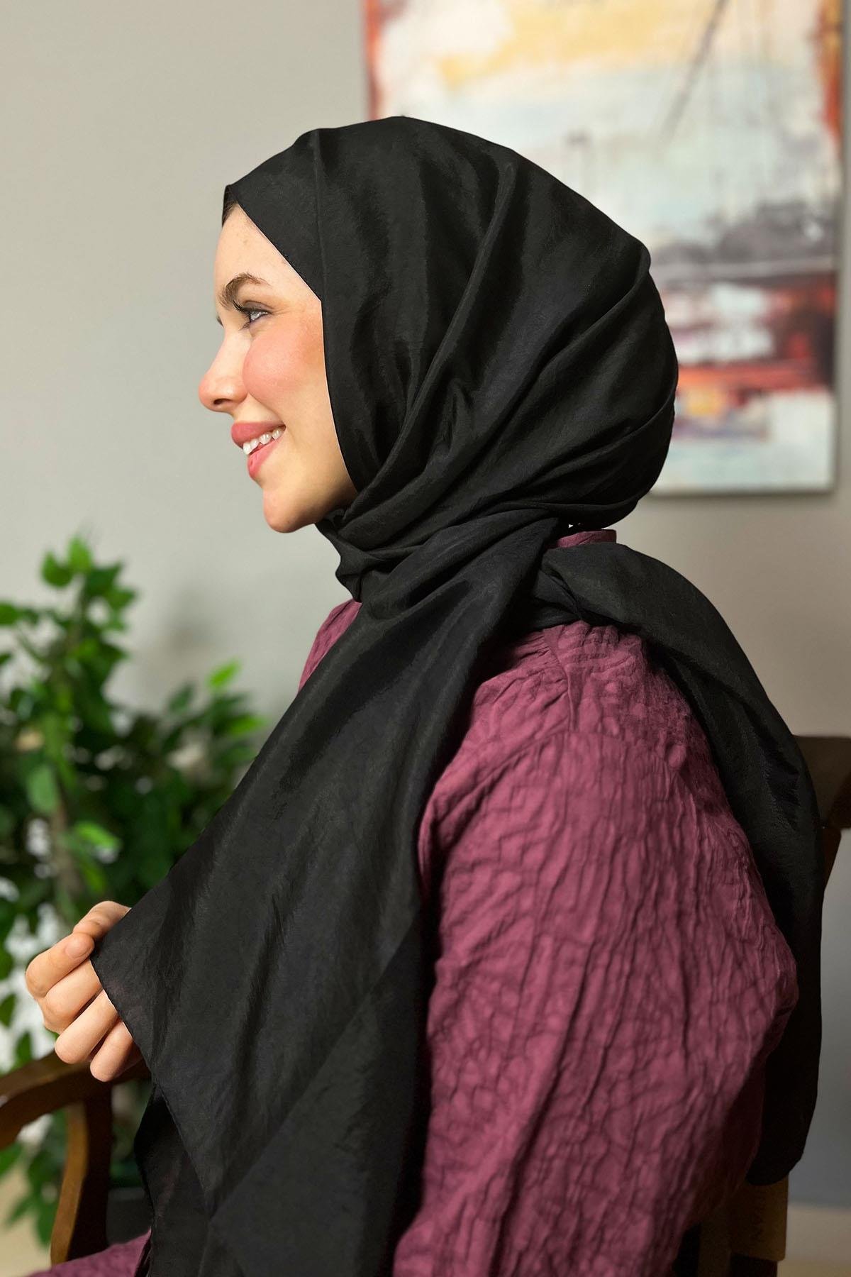 Sultan Vual Şal - Düz Renk - SLV001-01 - Siyah