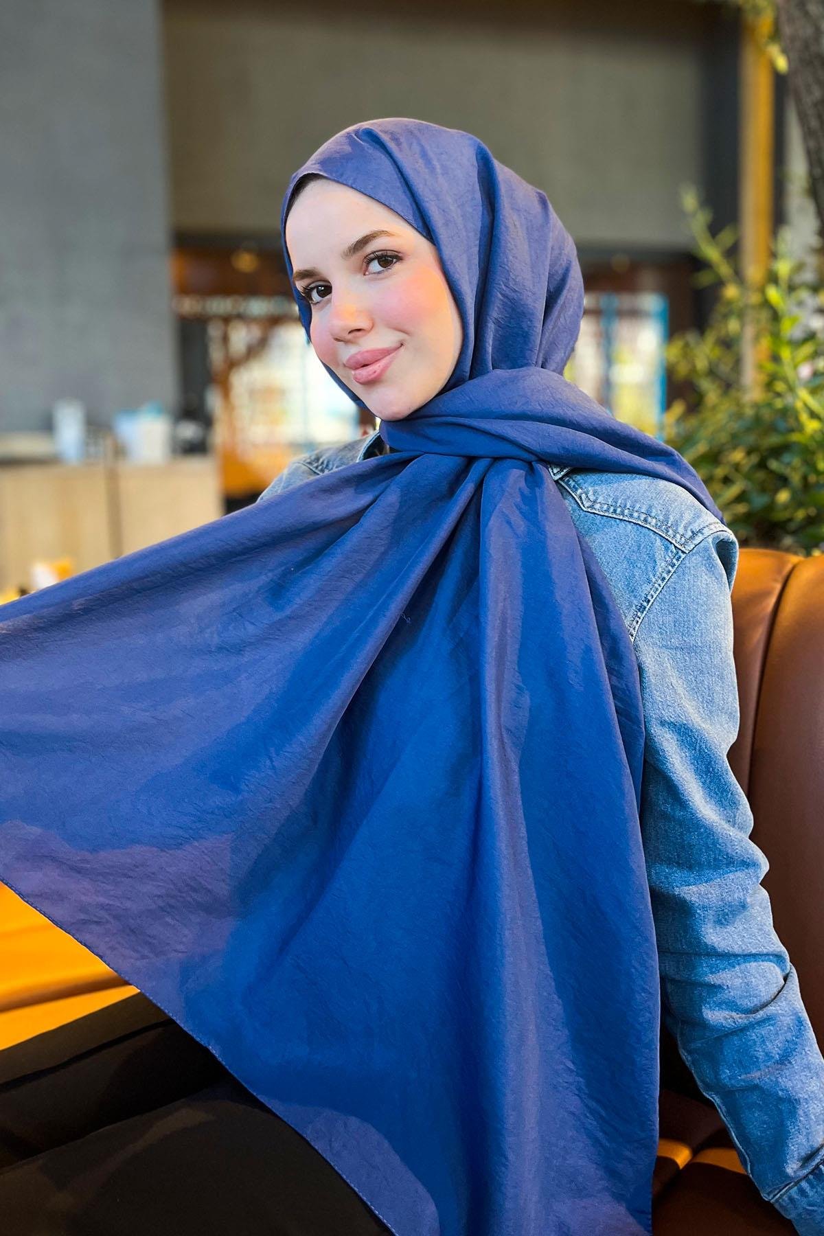 Sultan Vual Şal - Düz Renk - SLV001-02 - Lacivert