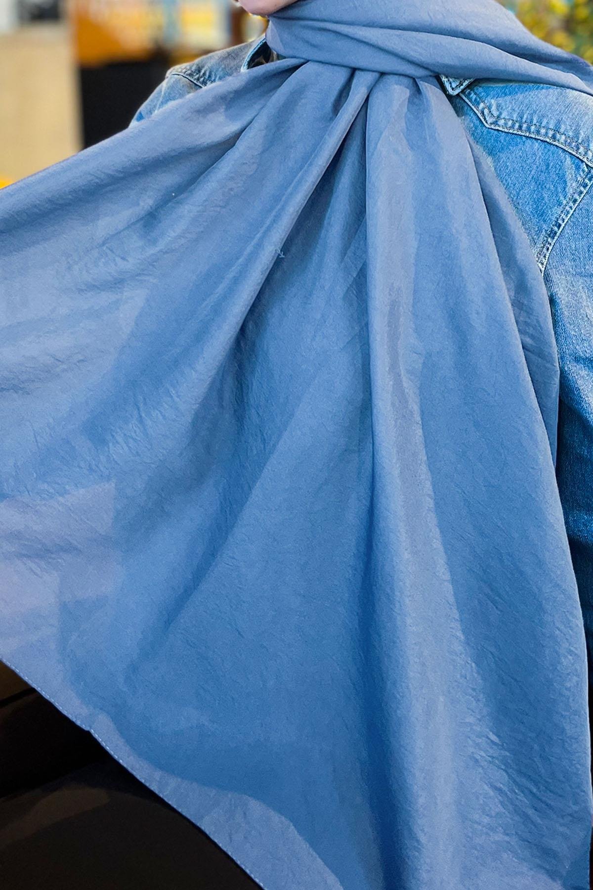 Sultan Vual Şal - Düz Renk - SLV001-03 - Mavi