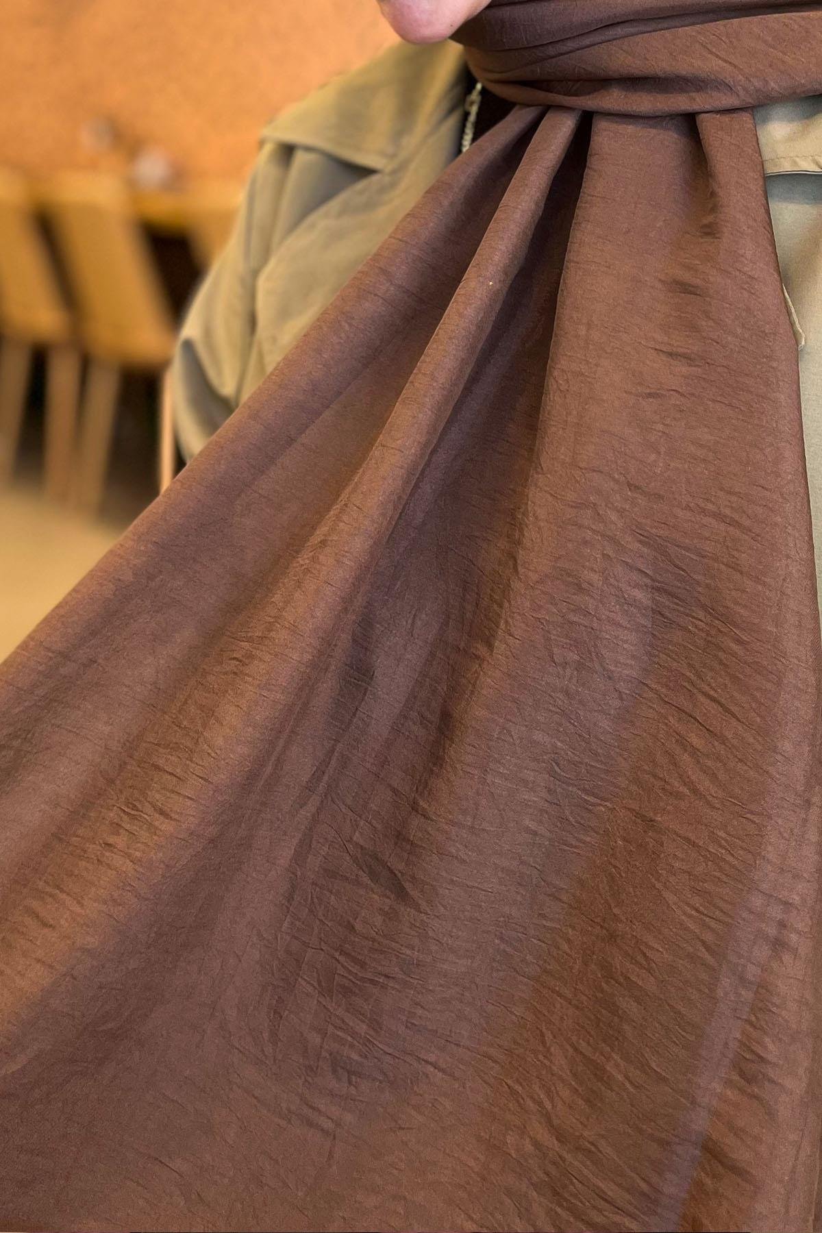 Sultan Vual Şal - Düz Renk - SLV001-04 - Kahverengi