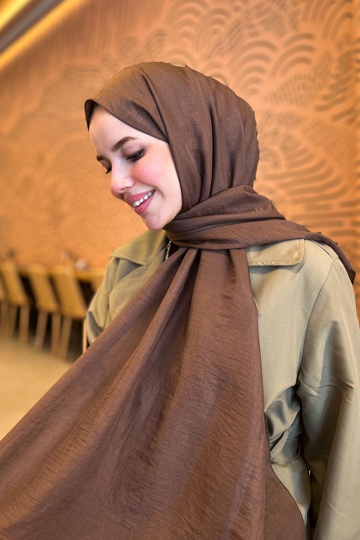 Sultan Vual Şal - Düz Renk - SLV001-04 - Kahverengi