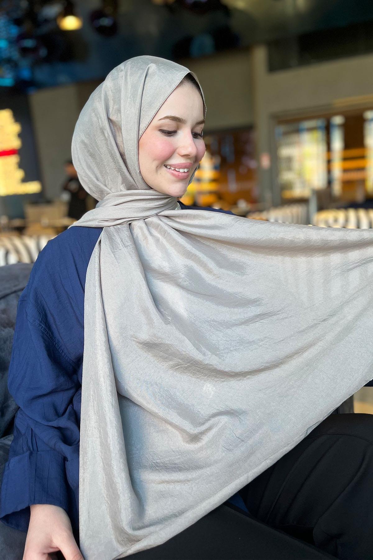 Sultan Vual Şal - Düz Renk - SLV001-05 - Vizon