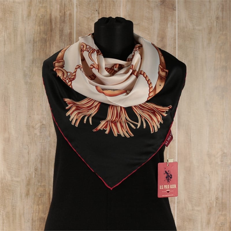 U.S. POLO Twill Poly. Eşarp - 481-3 - Siyah-Krem