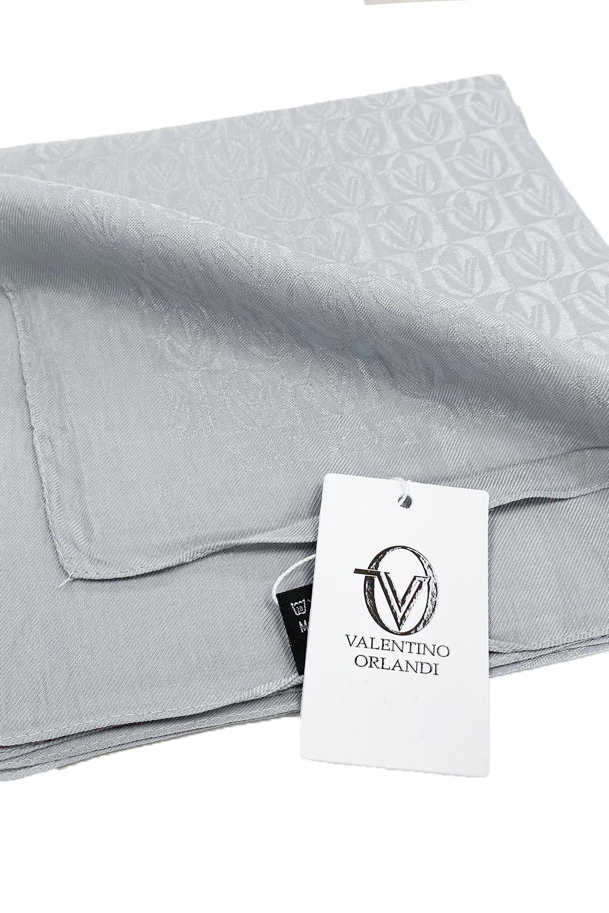 Valentino Orlandi Alia, Jakarlı Lyocell Eşarp - Dama Desen - 05 - Gümüş