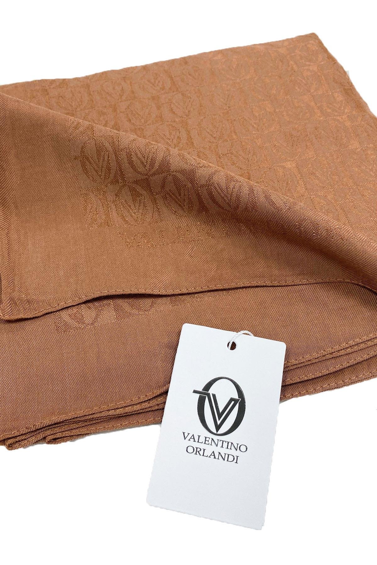 Valentino Orlandi Alia, Jakarlı Lyocell Eşarp - Dama Desen - 10 - Taba