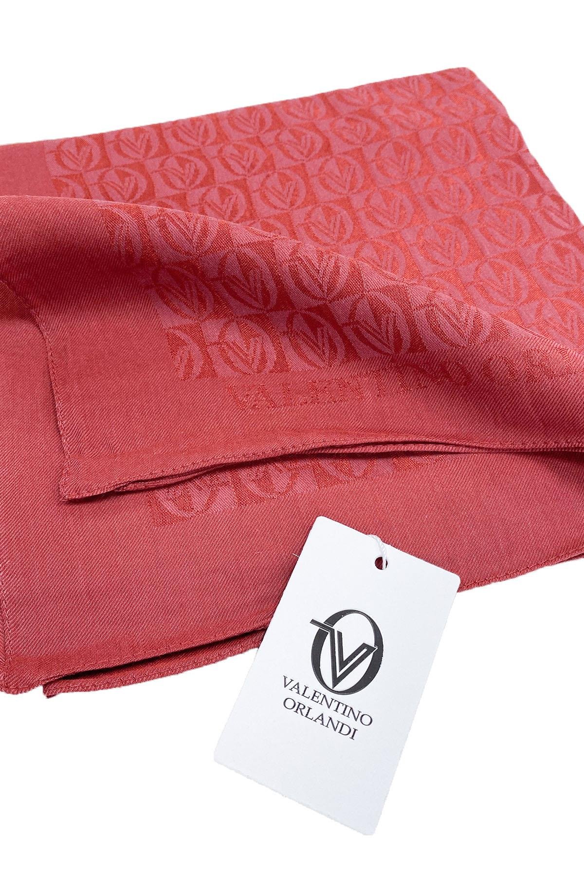 Valentino Orlandi Alia, Jakarlı Lyocell Eşarp - Dama Desen - 18 - Koyu Kırmızı