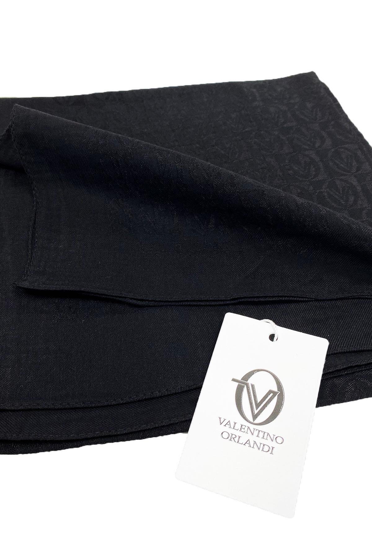 Valentino Orlandi Alia, Jakarlı Lyocell Eşarp - Dama Desen - 01 - Siyah