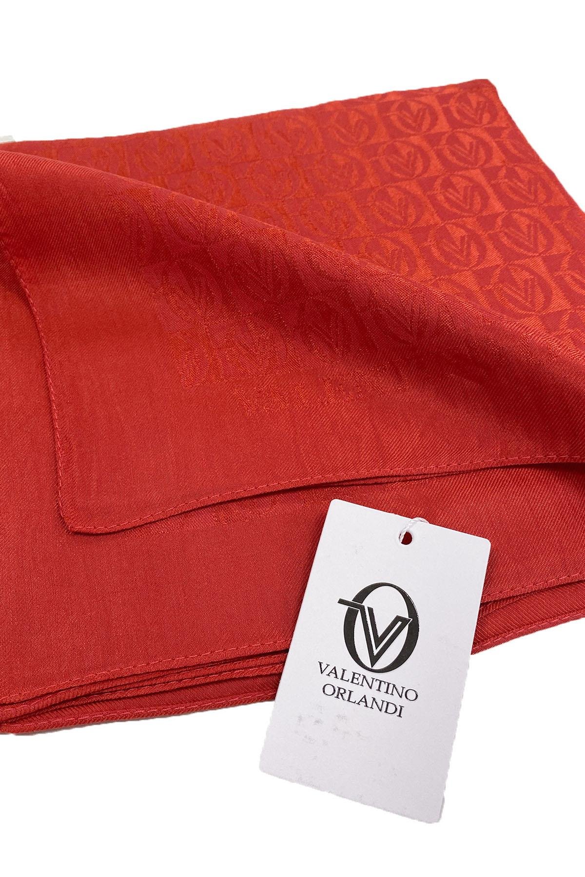 Valentino Orlandi Alia, Jakarlı Lyocell Eşarp - Dama Desen - 14 - Kırmızı