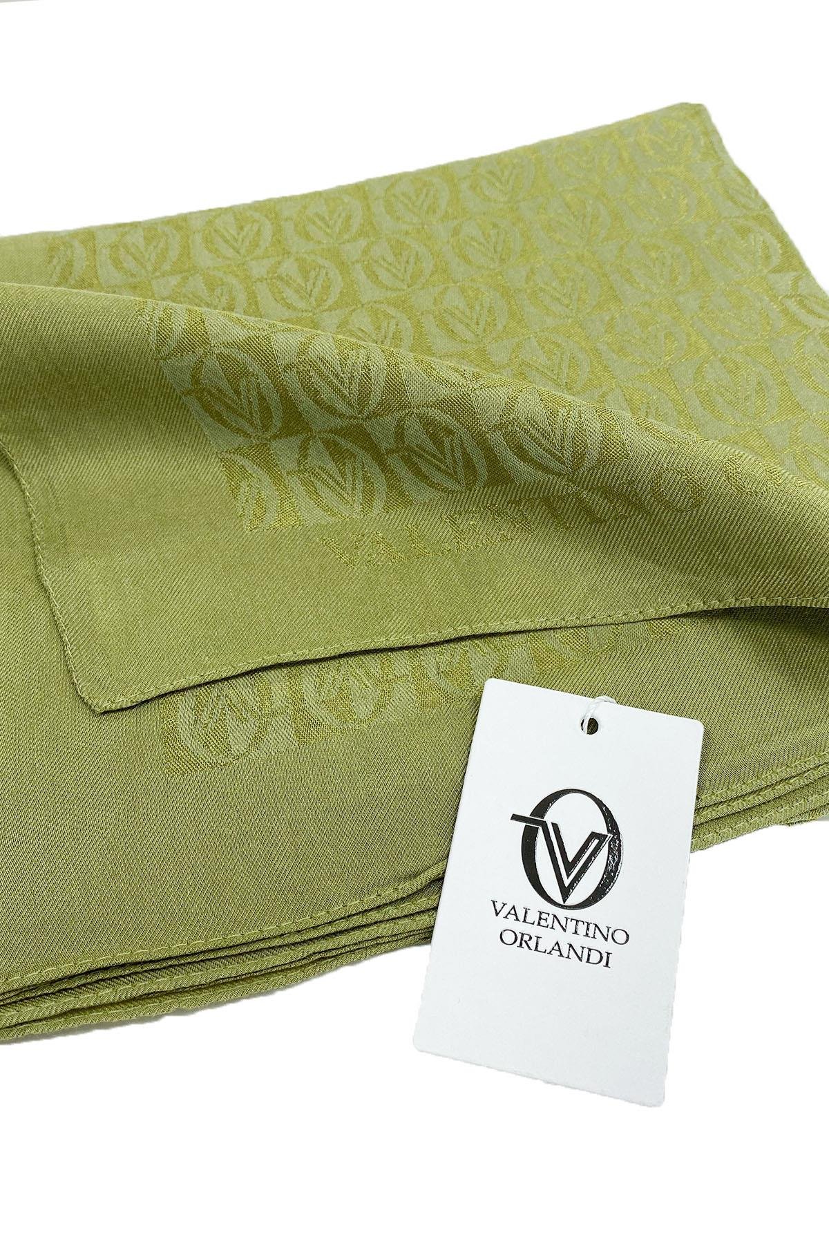 Valentino Orlandi Alia, Jakarlı Lyocell Eşarp - Dama Desen - 12 - Haki