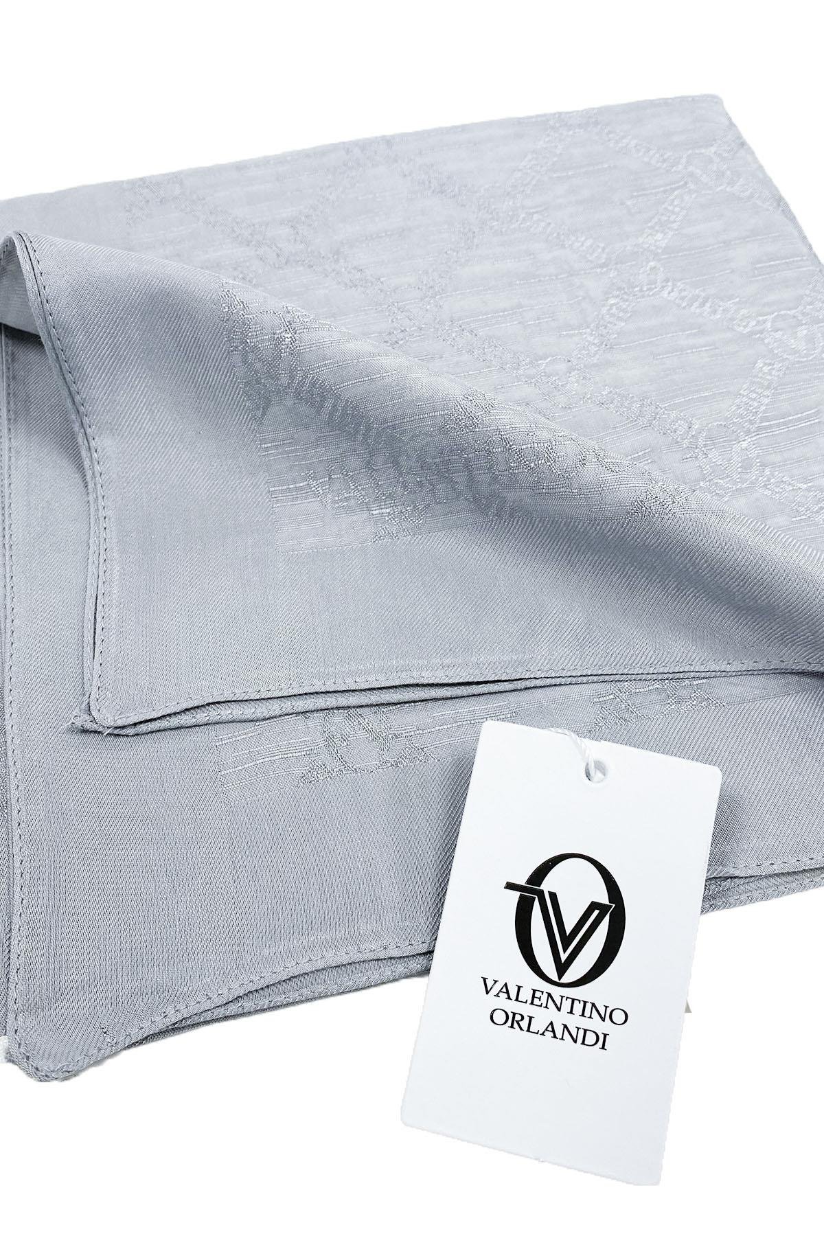 Valentino Orlandi Siena, Jakarlı Eşarp - Logo Desen - 05 - Gümüş