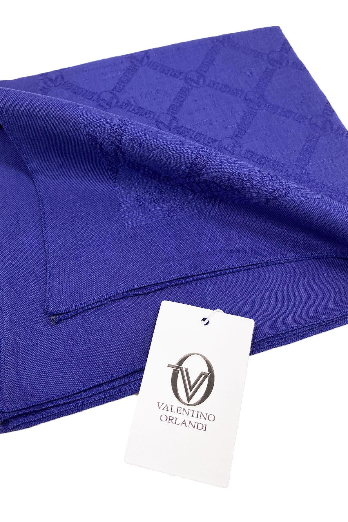 Valentino Orlandi Siena, Jakarlı Eşarp - Logo Desen - 02 - Gece Mavisi