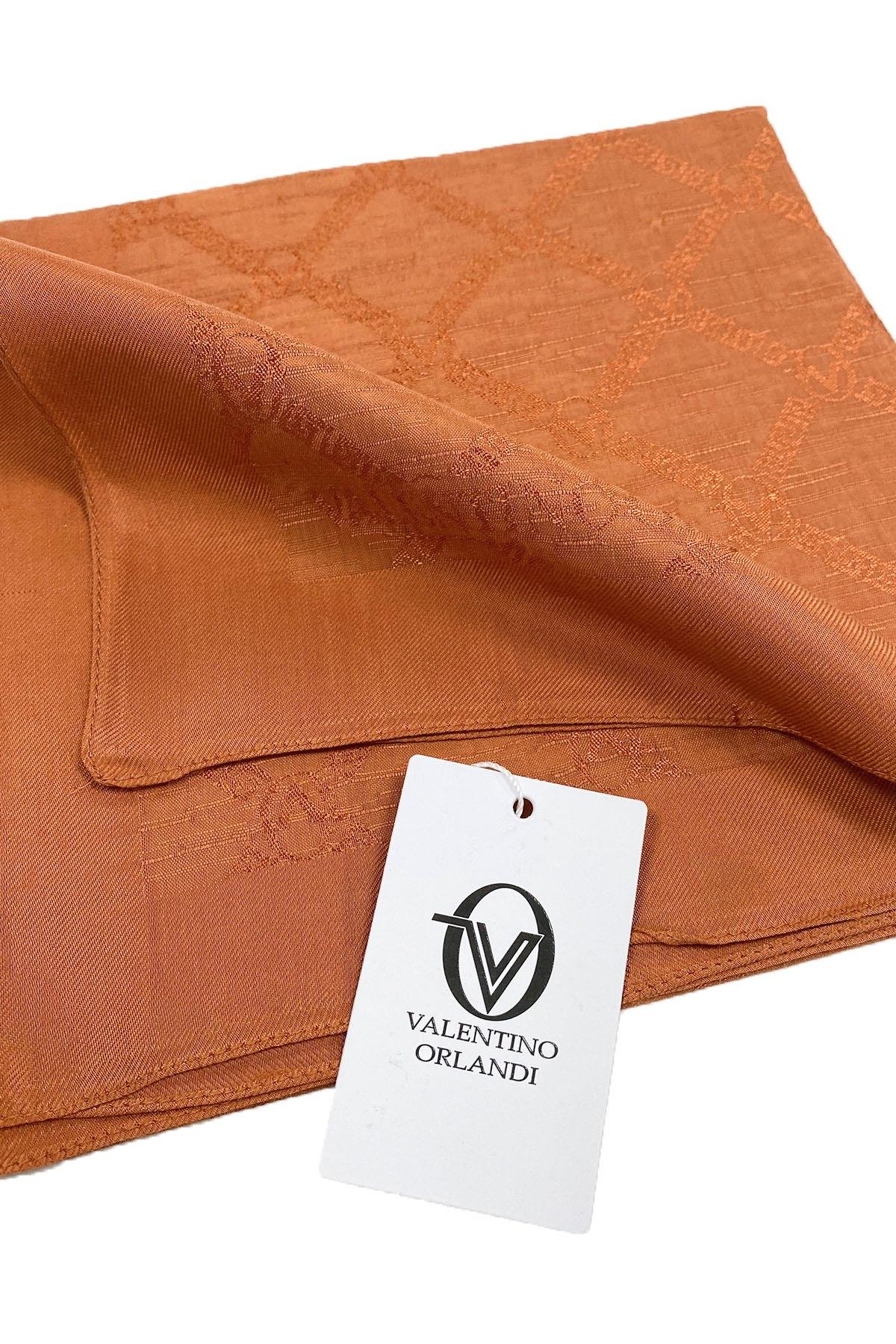 Valentino Orlandi Siena, Jakarlı Eşarp - Logo Desen - 12 - Kiremit