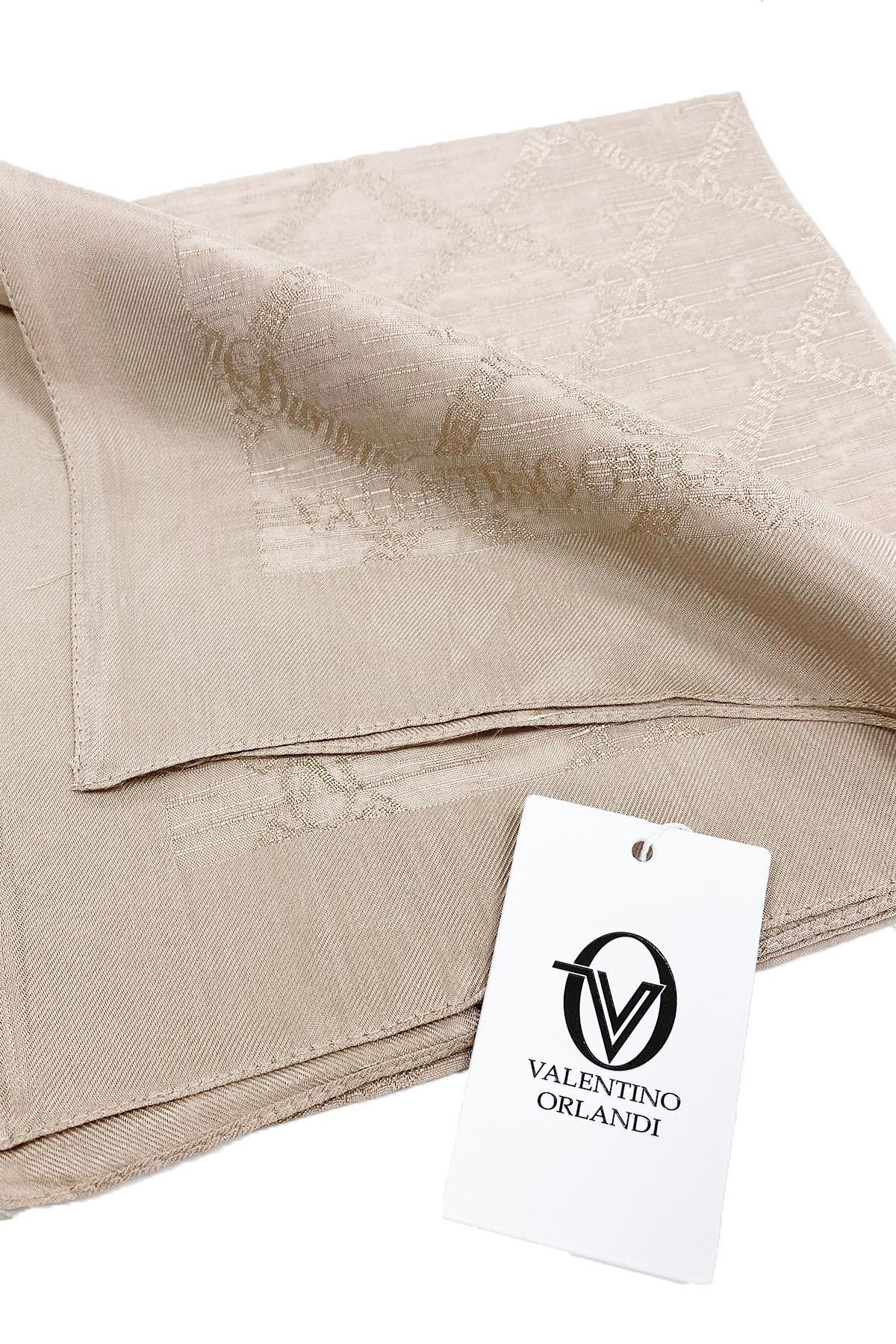 Valentino Orlandi Siena, Jakarlı Eşarp - Logo Desen - 16 - Sütlü Kahve