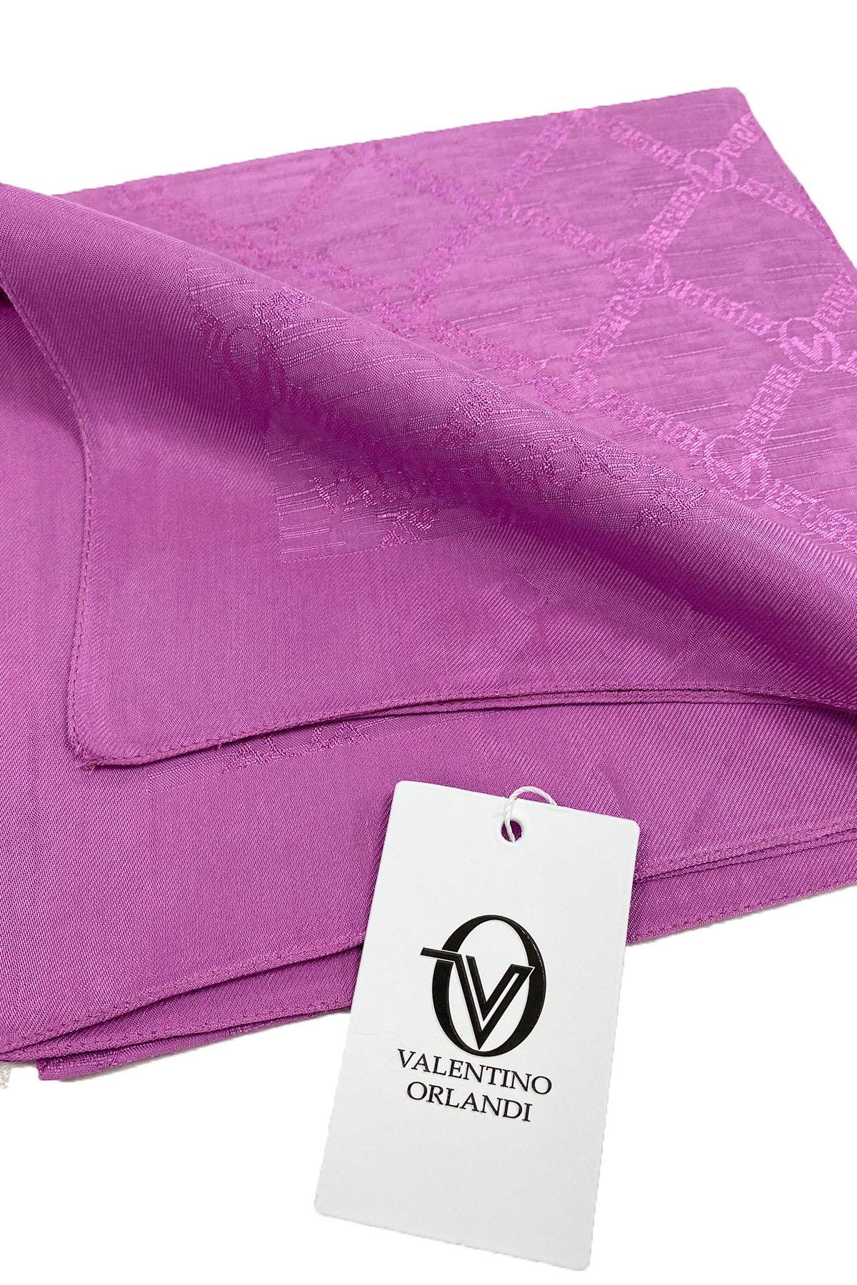 Valentino Orlandi Siena, Jakarlı Eşarp - Logo Desen - 08 - Fuşya