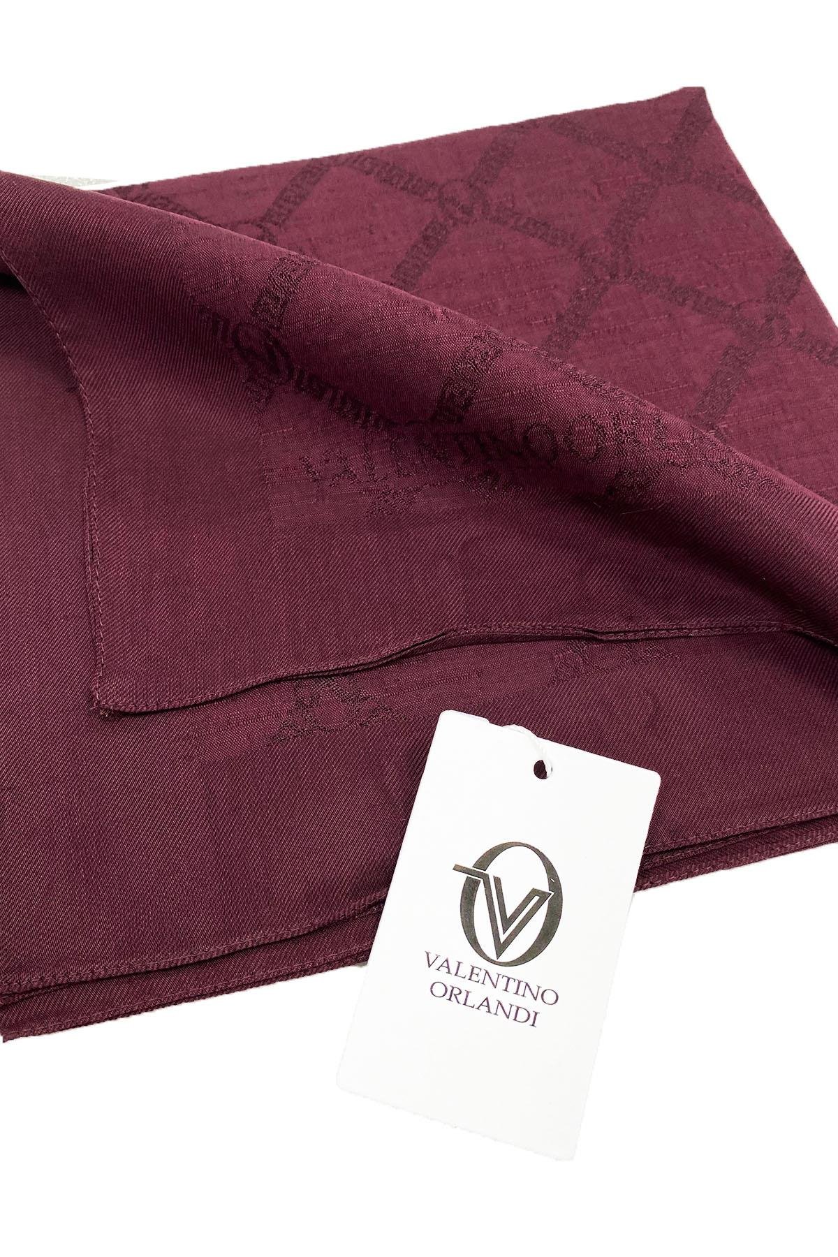 Valentino Orlandi Siena, Jakarlı Eşarp - Logo Desen - 06 - Bordo