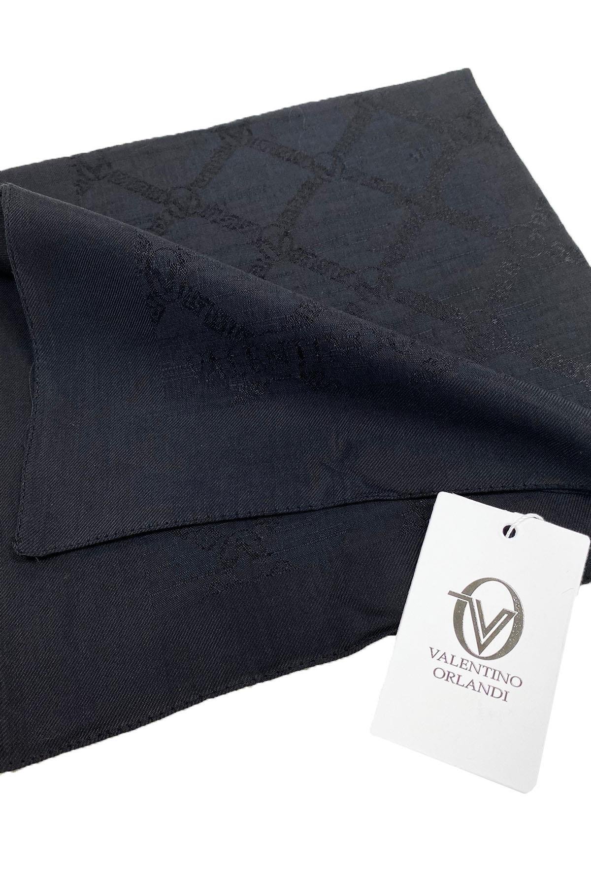 Valentino Orlandi Siena, Jakarlı Eşarp - Logo Desen - 01 - Siyah